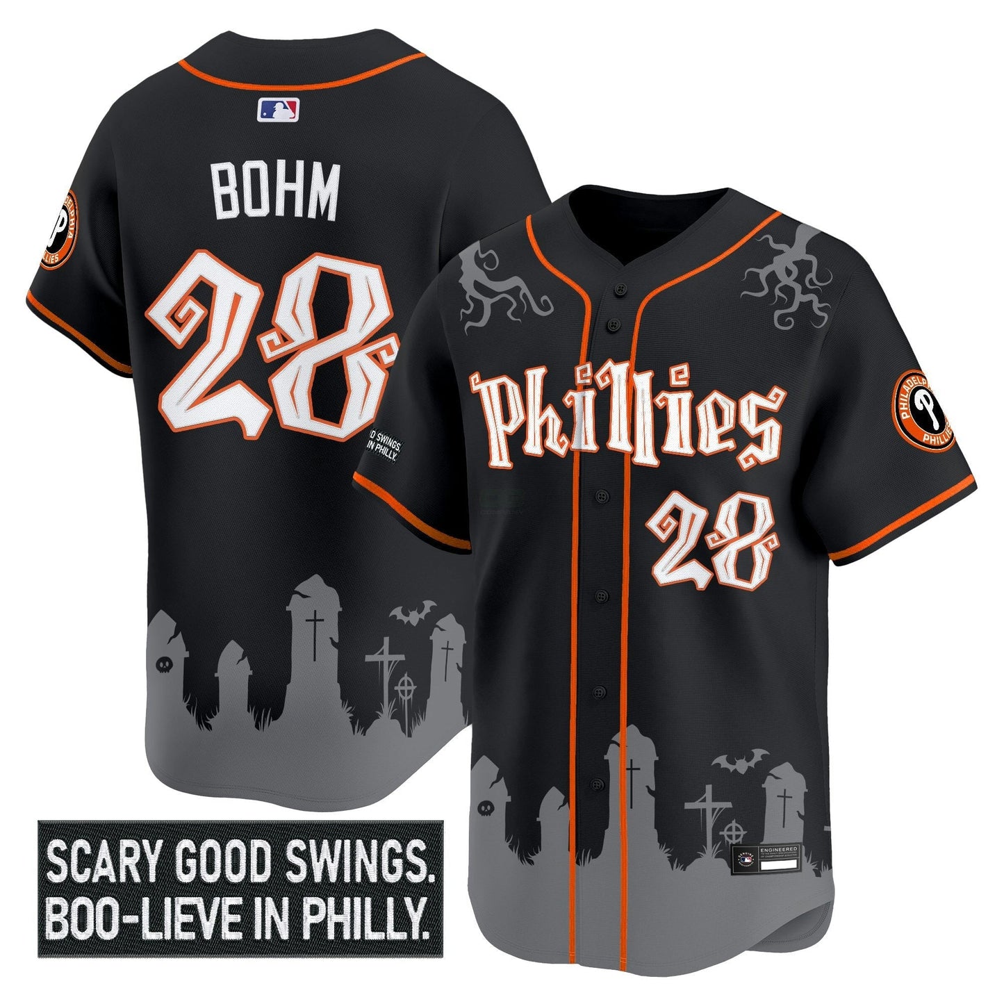 Camisa MLB Men’s Philadelphia ‘Halloween Spooky Edition’ Premier Limited Jersey – Stitched