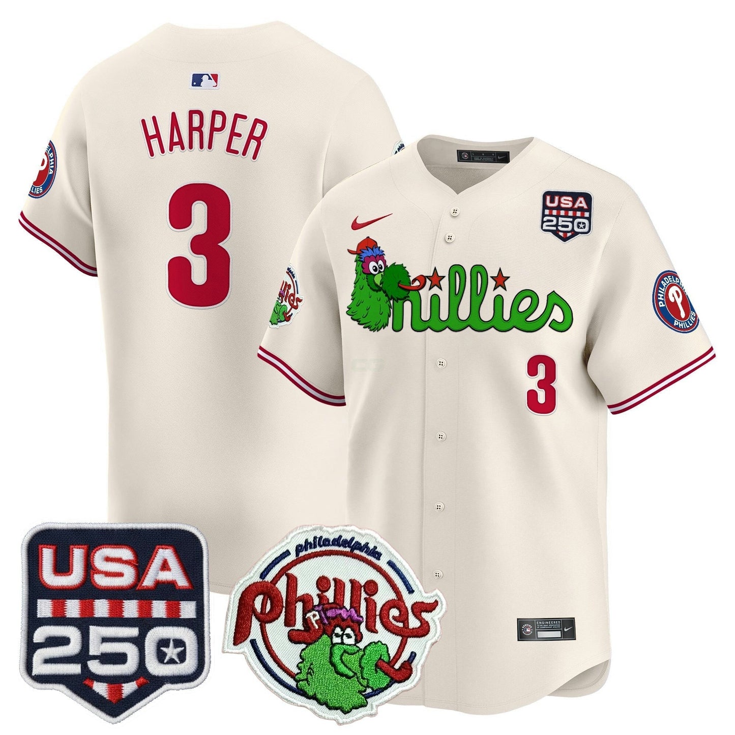 Camisa MLB Men’s Philadelphia Phanatic & 250America Patch Vapor Premier Limited Jersey