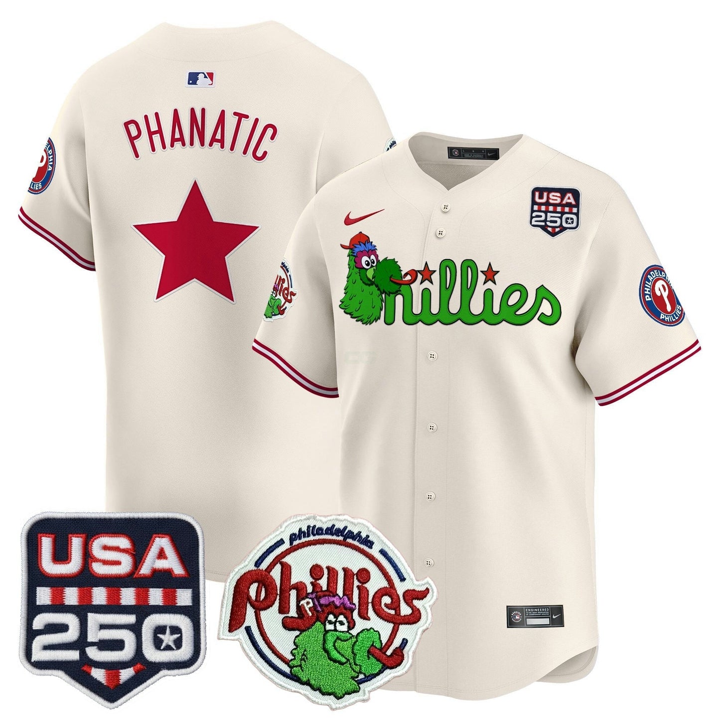 Camisa MLB Men’s Philadelphia Phanatic & 250America Patch Vapor Premier Limited Jersey