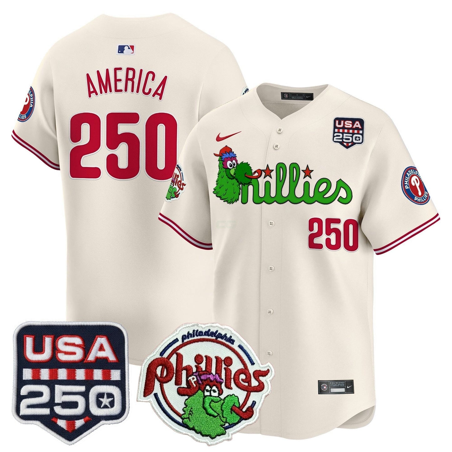 Camisa MLB Men’s Philadelphia Phanatic & 250America Patch Vapor Premier Limited Jersey