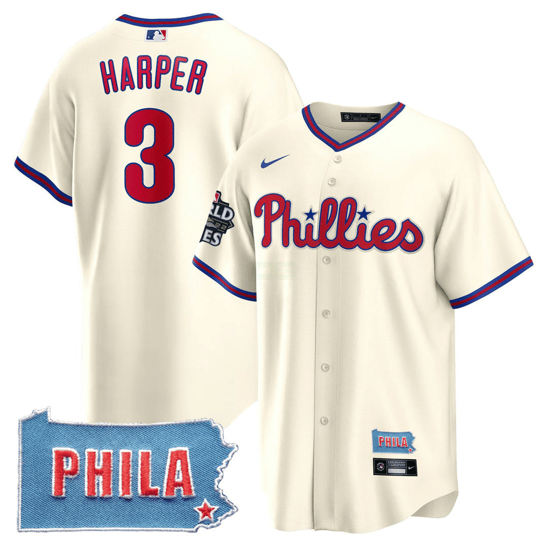 Camisa MLB Men’s Philadelphia PHILA PA State Patch Jersey