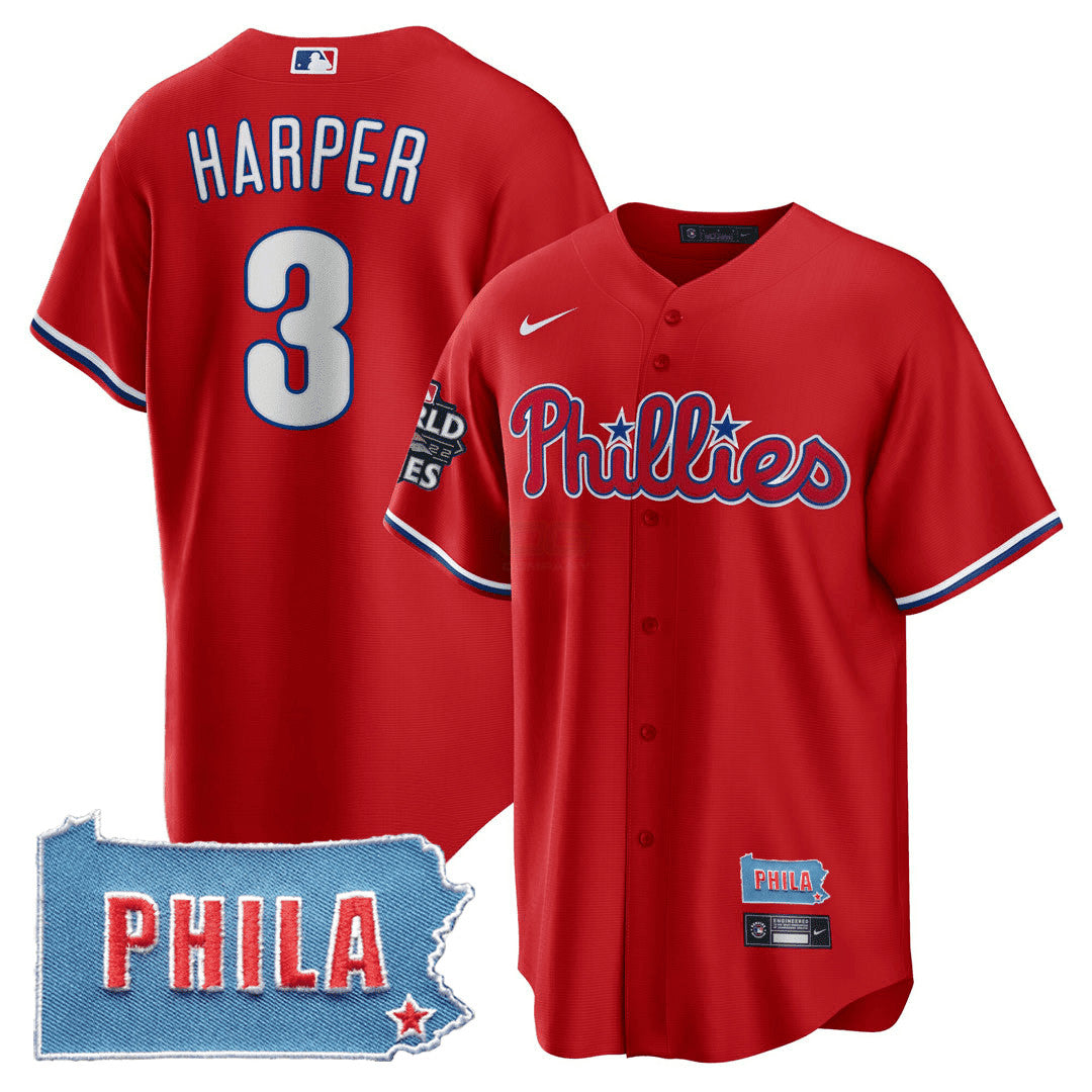 Camisa MLB Men’s Philadelphia PHILA PA State Patch Jersey