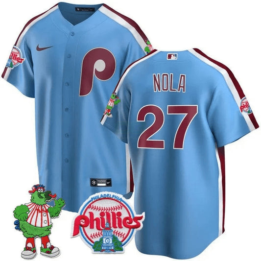 Camisa MLB Men’s Philadelphia Phillie Phanatic Patch Cool Base Jersey