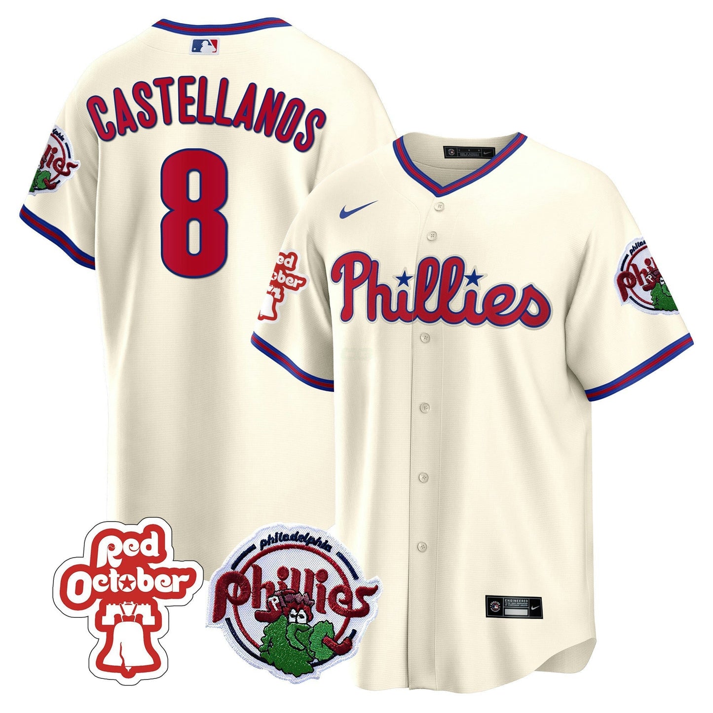 Camisa MLB Men’s Philadelphia Red October Patch Cool Base Jersey