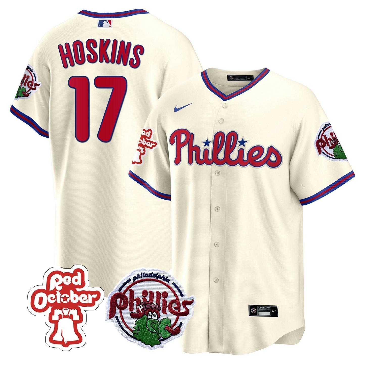 Camisa MLB Men’s Philadelphia Red October Patch Cool Base Jersey