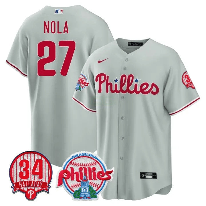 Camisa MLB Men’s Philadelphia Roy Halladay Patch #34 Cool Base Jersey
