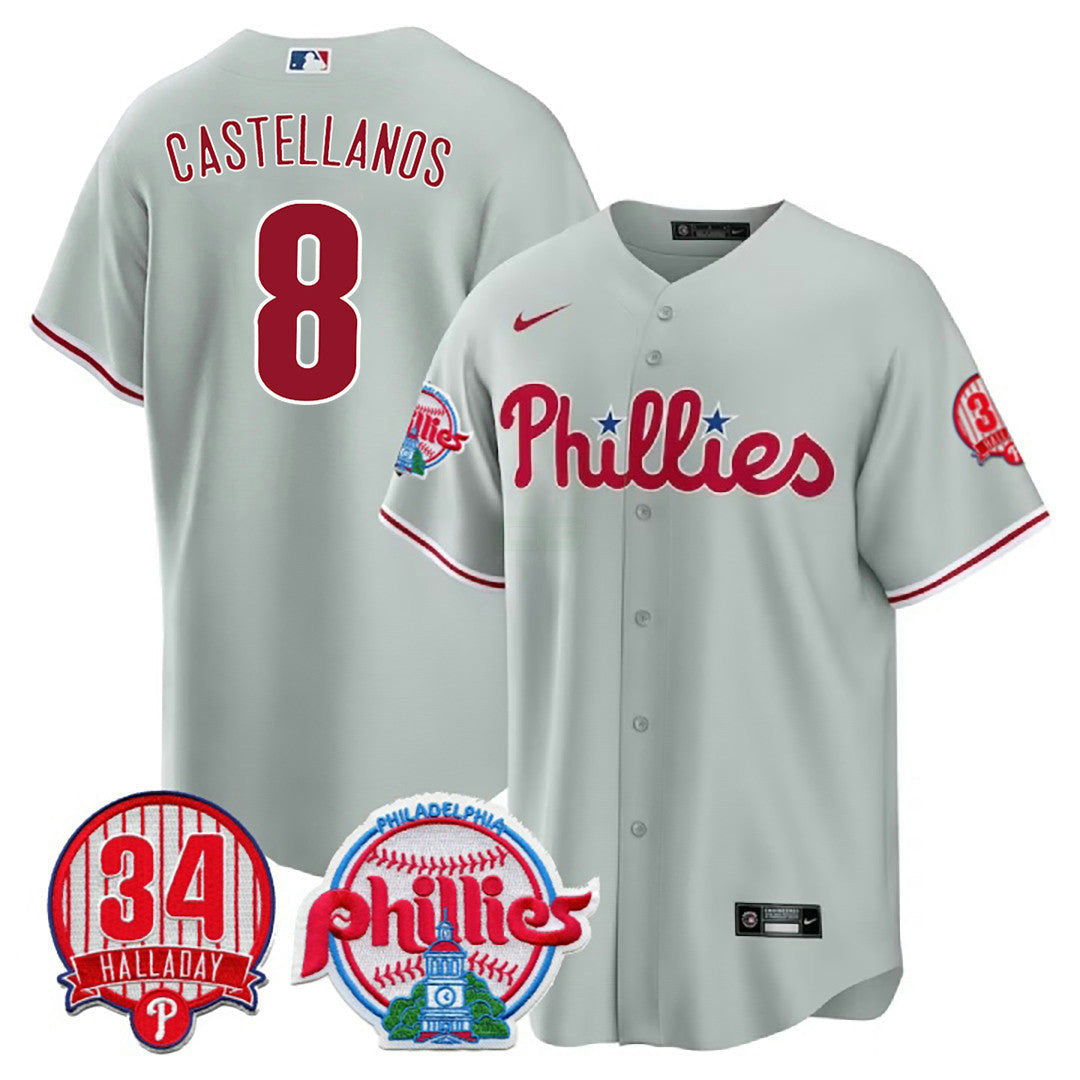 Camisa MLB Men’s Philadelphia Roy Halladay Patch #34 Cool Base Jersey