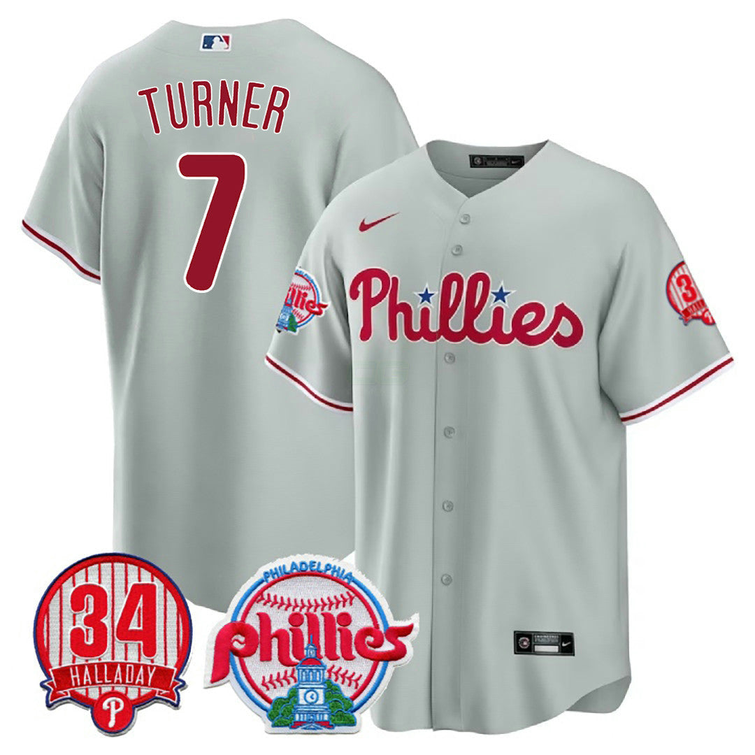 Camisa MLB Men’s Philadelphia Roy Halladay Patch #34 Cool Base Jersey