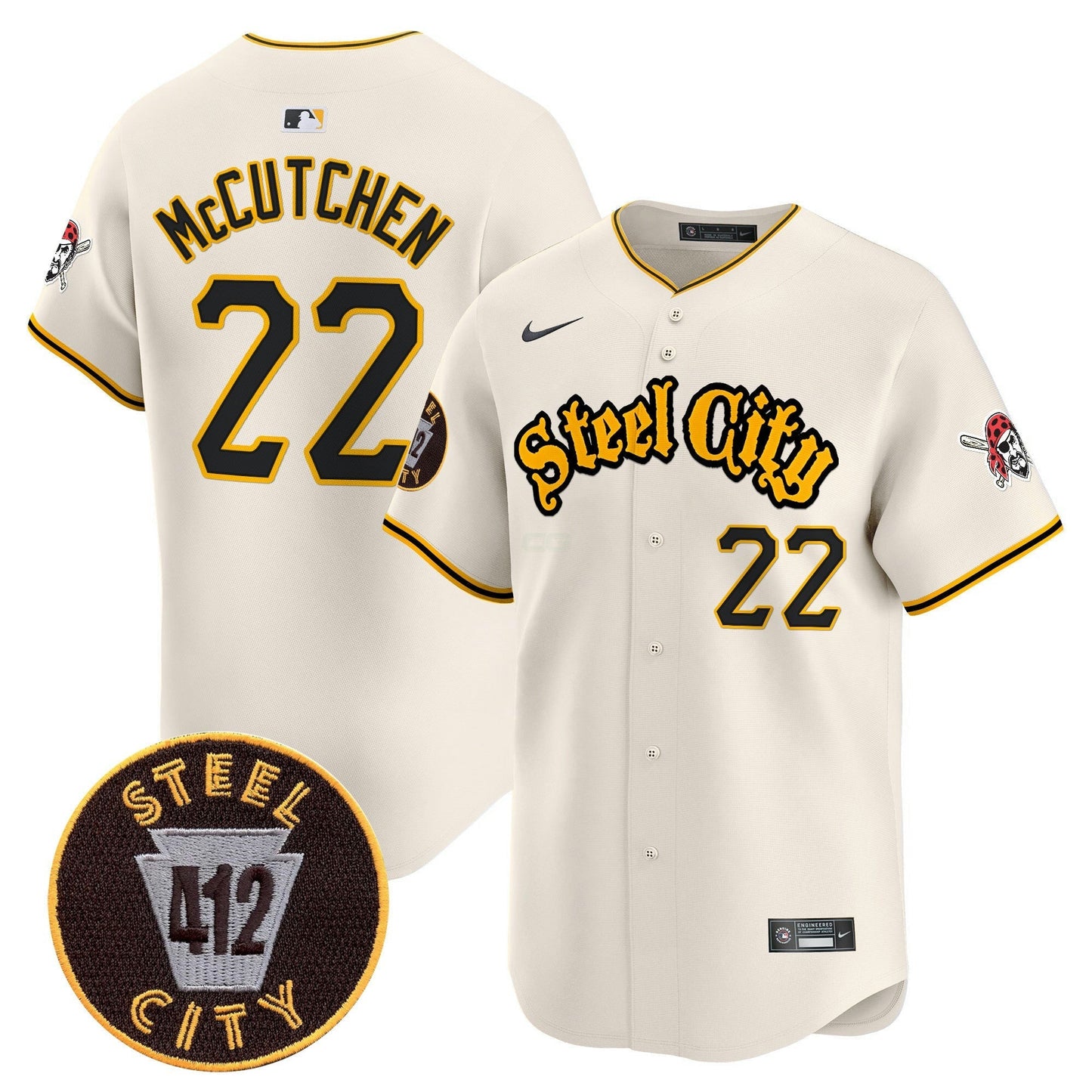 Camisa MLB Men’s Pittsburgh 412 Patch Vapor Premier Limited Jersey