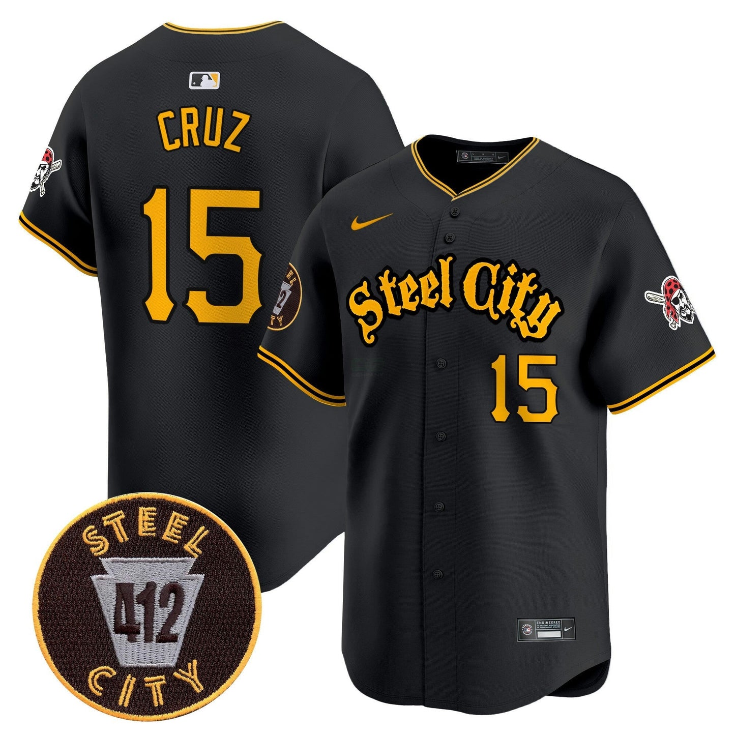 Camisa MLB Men’s Pittsburgh 412 Patch Vapor Premier Limited Jersey