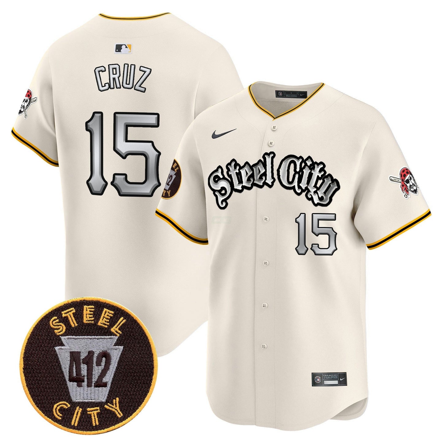 Camisa MLB Men’s Pittsburgh 412 Patch Vapor Premier Limited Jersey V2