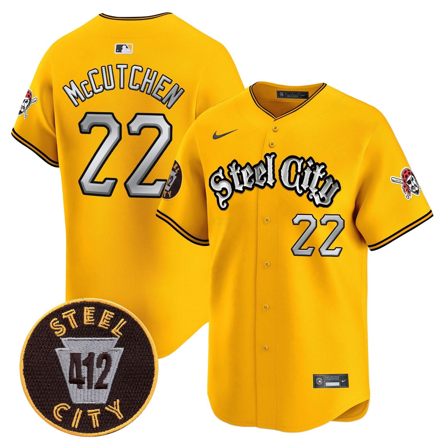 Camisa MLB Men’s Pittsburgh 412 Patch Vapor Premier Limited Jersey V2