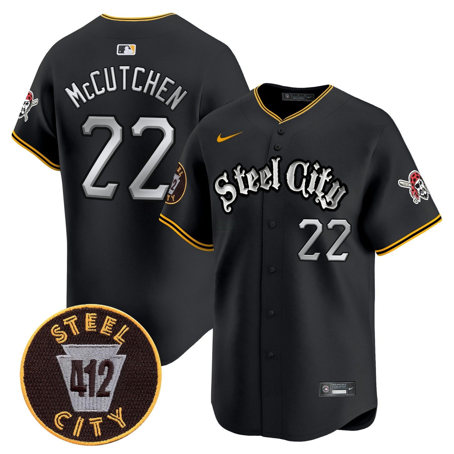 Camisa MLB Men’s Pittsburgh 412 Patch Vapor Premier Limited Jersey V2