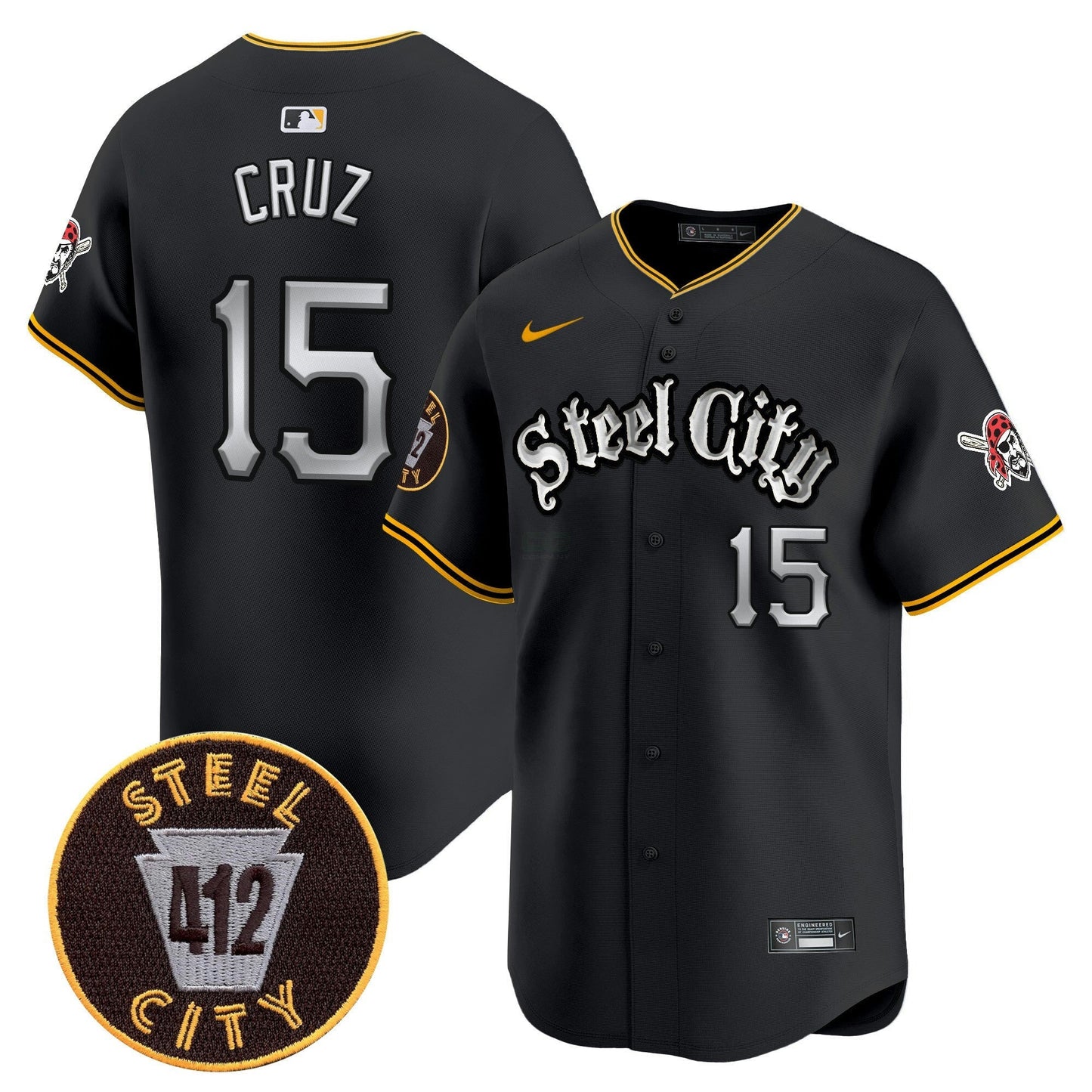 Camisa MLB Men’s Pittsburgh 412 Patch Vapor Premier Limited Jersey V2