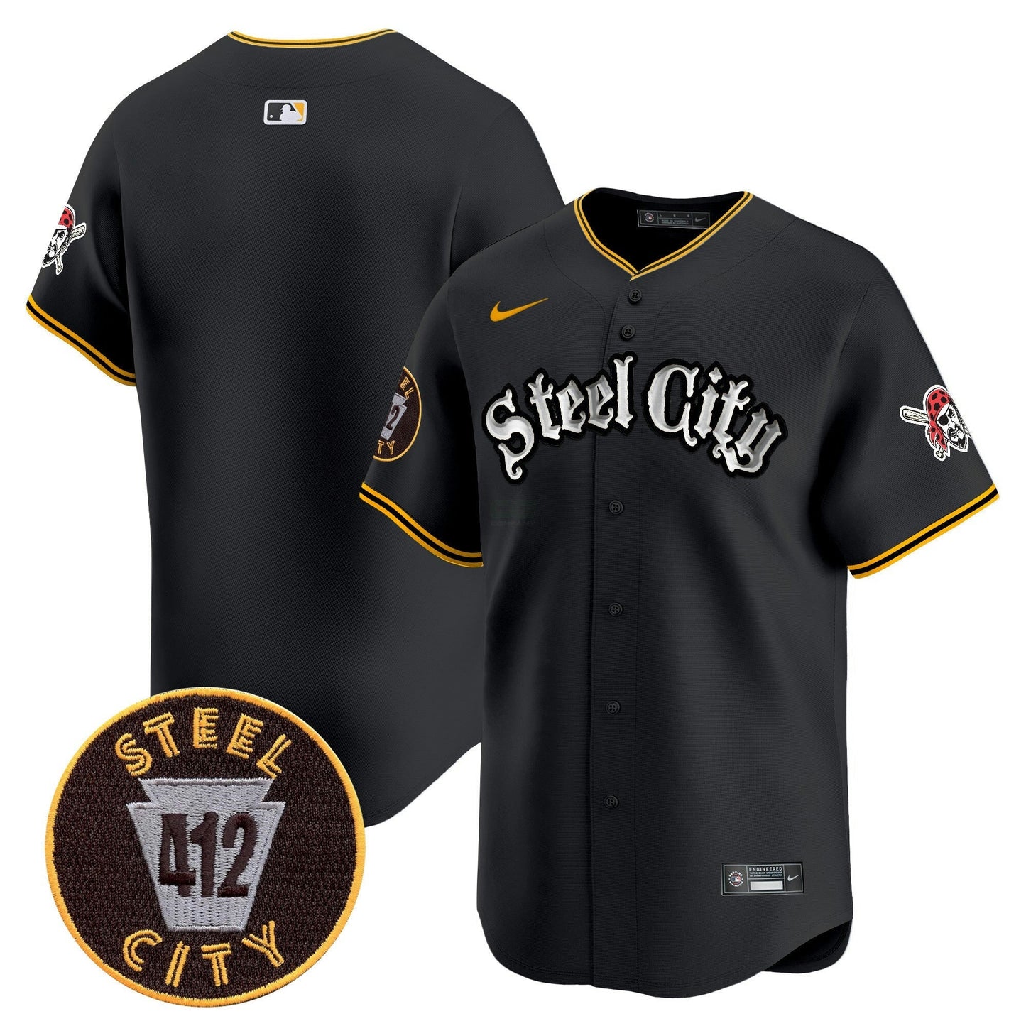 Camisa MLB Men’s Pittsburgh 412 Patch Vapor Premier Limited Jersey V2