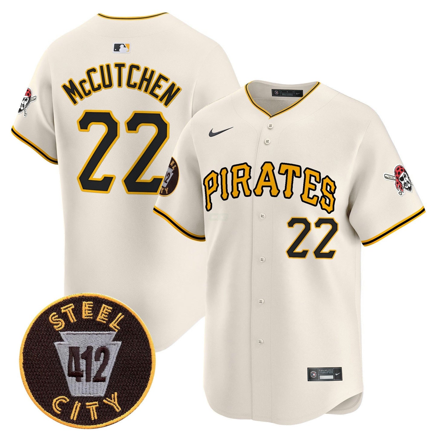Camisa MLB Men’s Pittsburgh 412 Patch Vapor Premier Limited Jersey V3