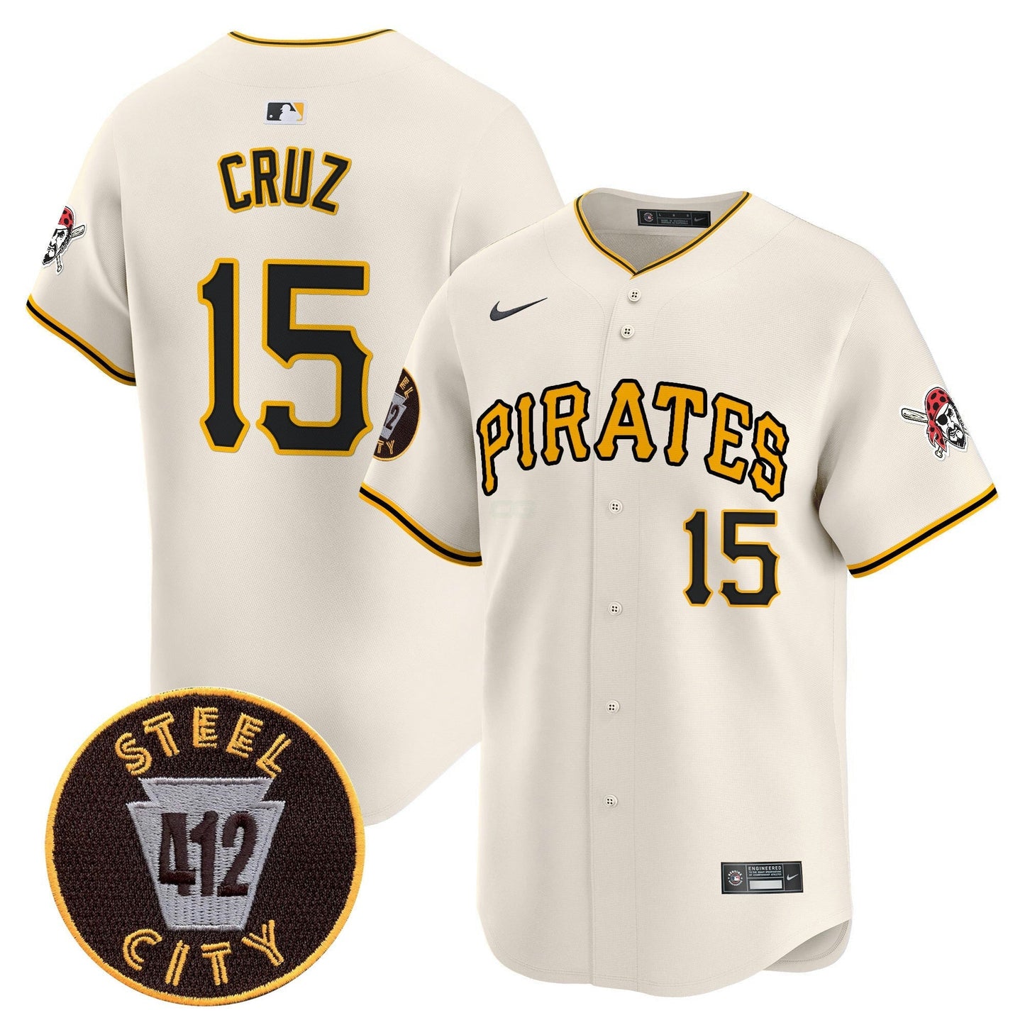 Camisa MLB Men’s Pittsburgh 412 Patch Vapor Premier Limited Jersey V3