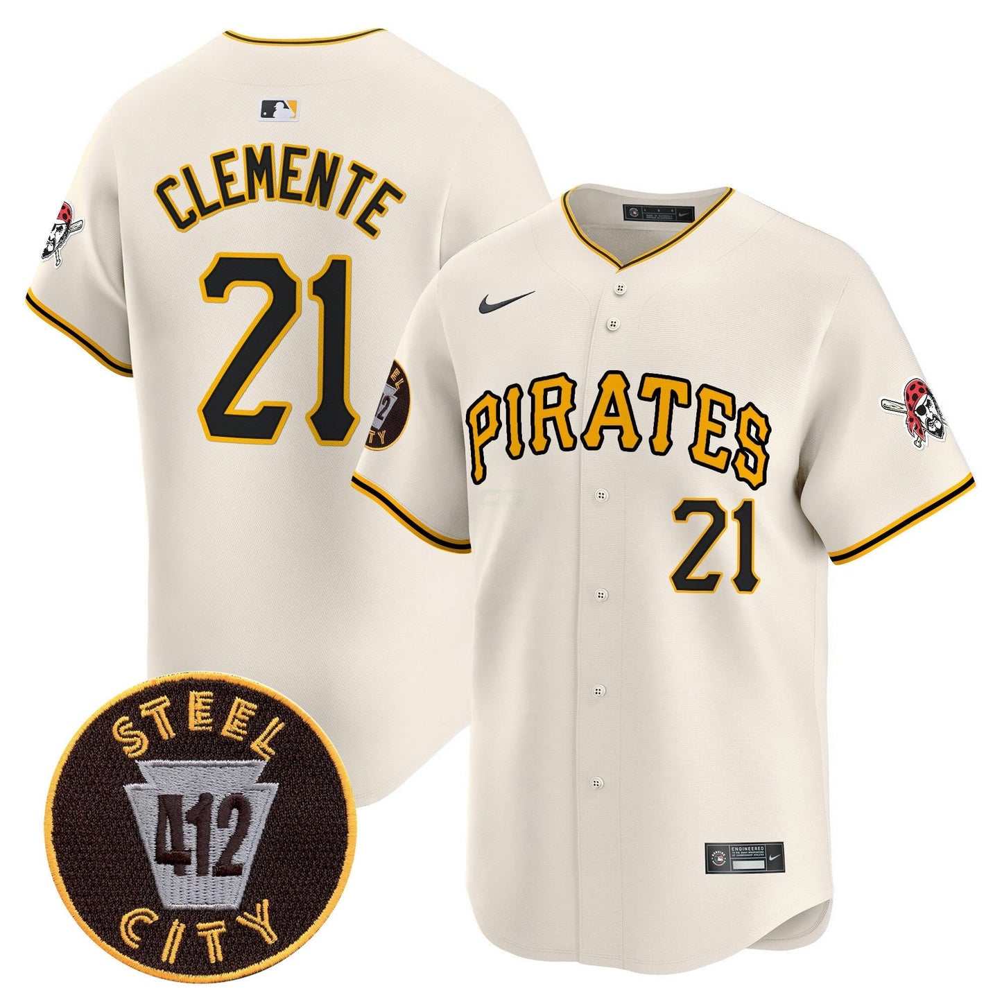 Camisa MLB Men’s Pittsburgh 412 Patch Vapor Premier Limited Jersey V3