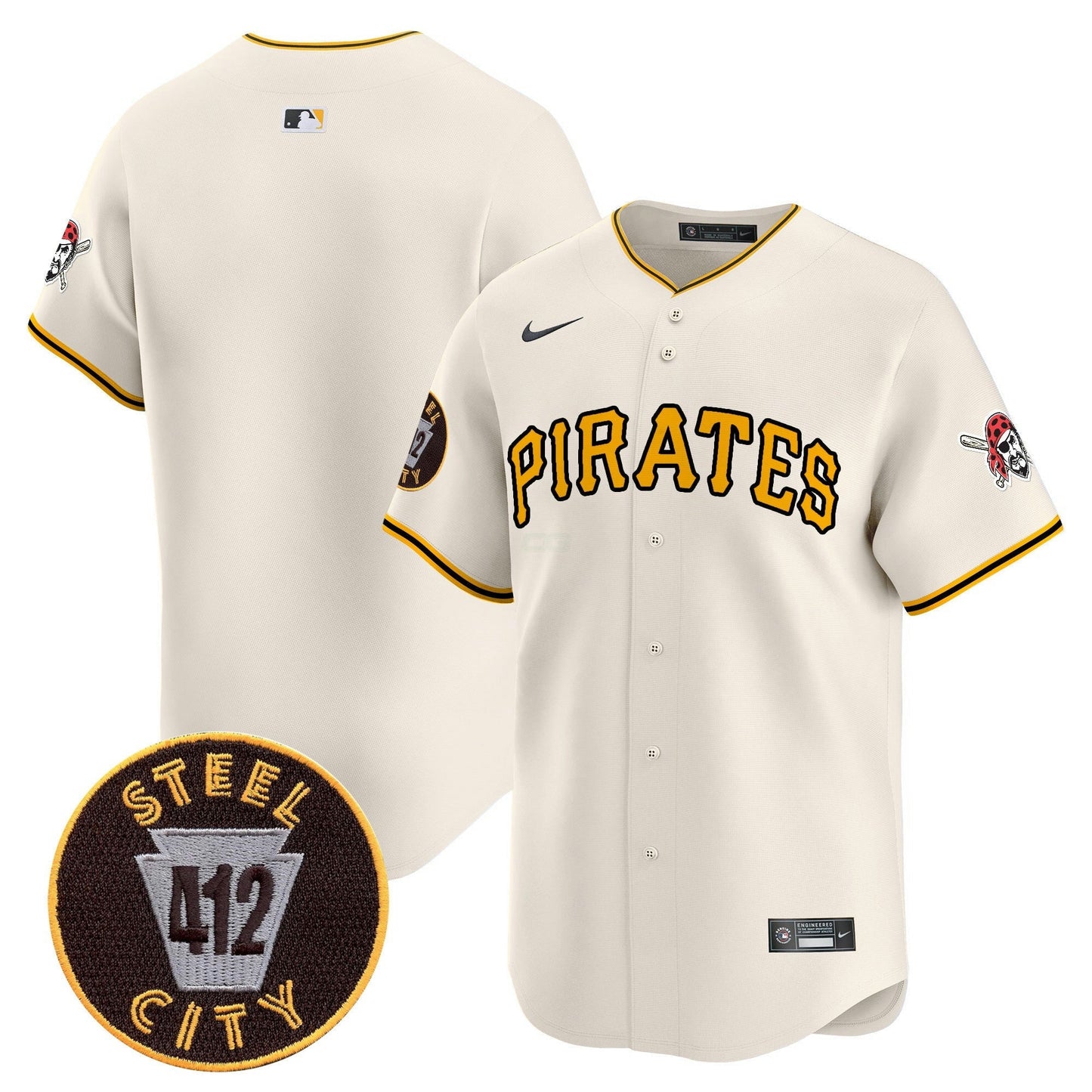 Camisa MLB Men’s Pittsburgh 412 Patch Vapor Premier Limited Jersey V3