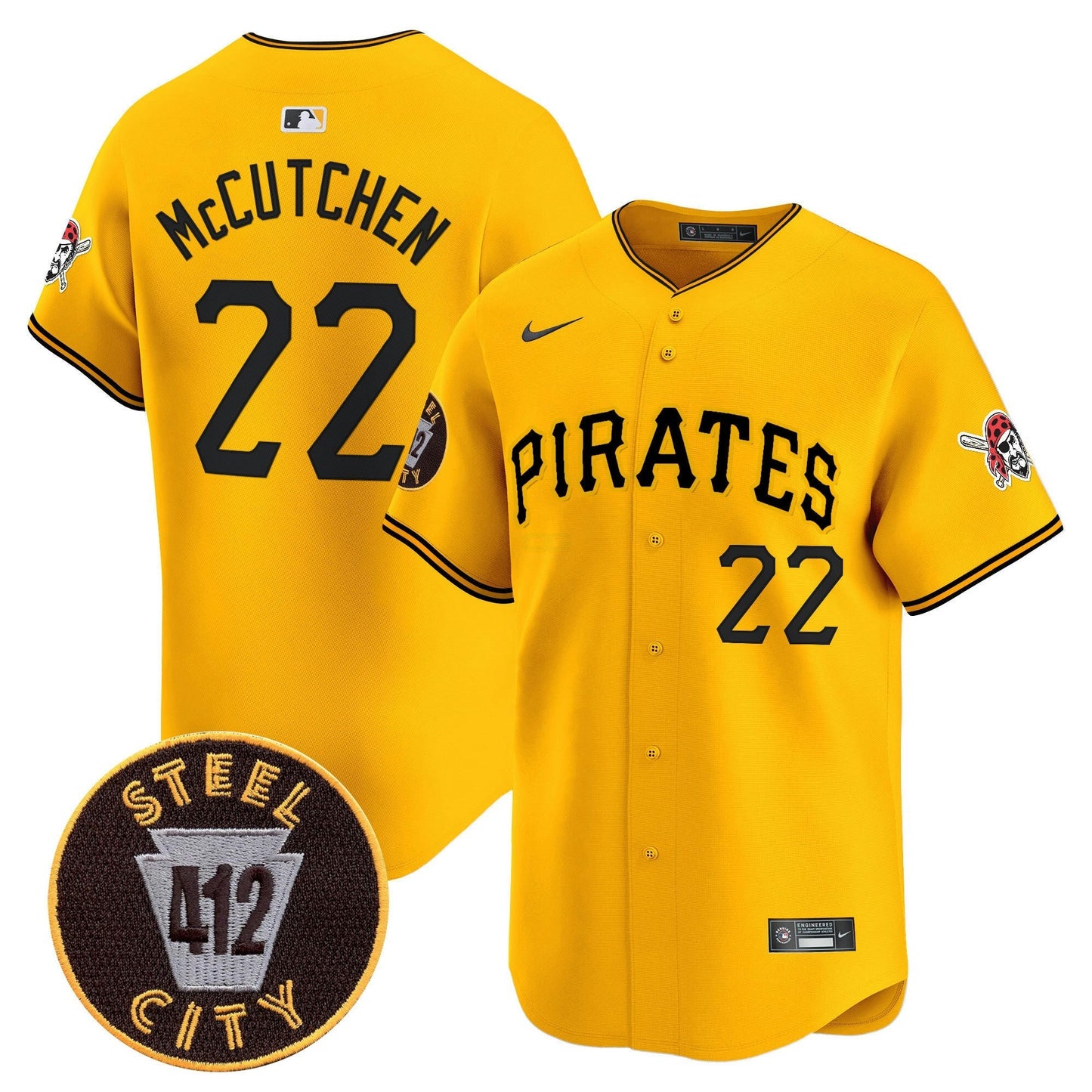 Camisa MLB Men’s Pittsburgh 412 Patch Vapor Premier Limited Jersey V3