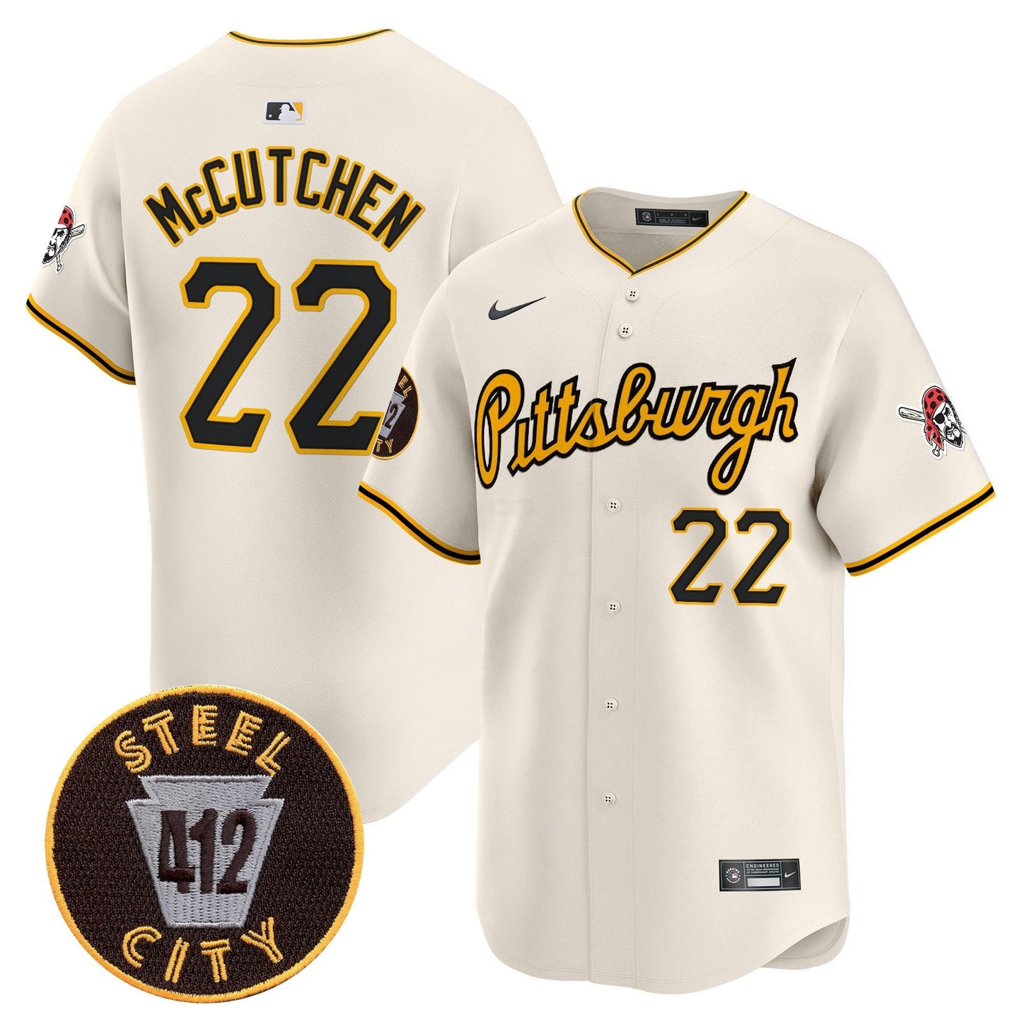 Camisa MLB Men’s Pittsburgh 412 Patch Vapor Premier Limited Jersey V4