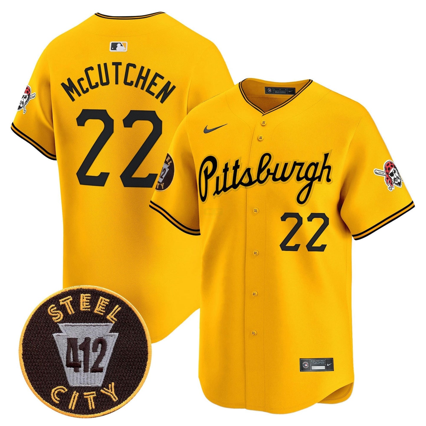 Camisa MLB Men’s Pittsburgh 412 Patch Vapor Premier Limited Jersey V4