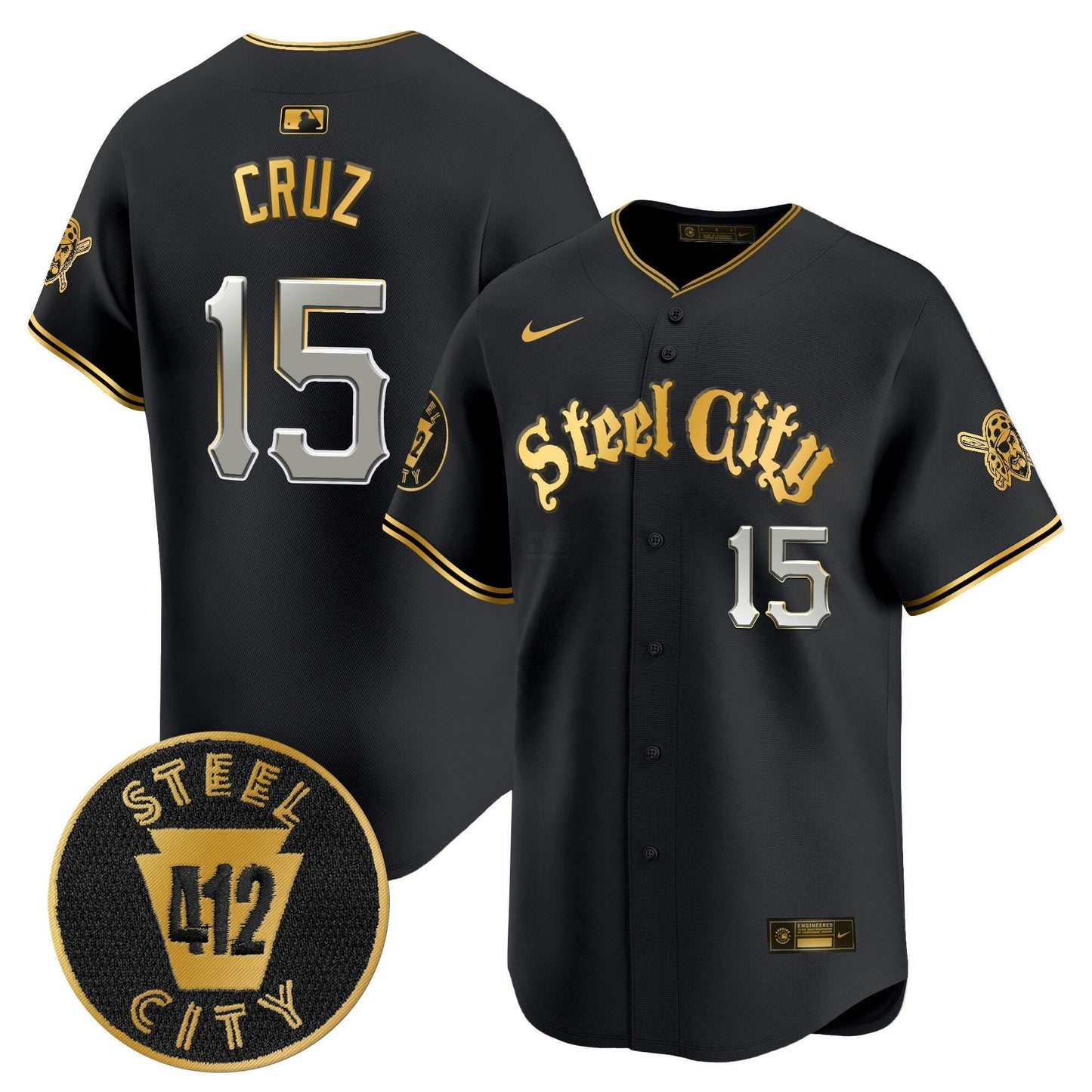 Camisa MLB Men’s Pittsburgh 412 Patch Vapor Premier Limited Jersey V5