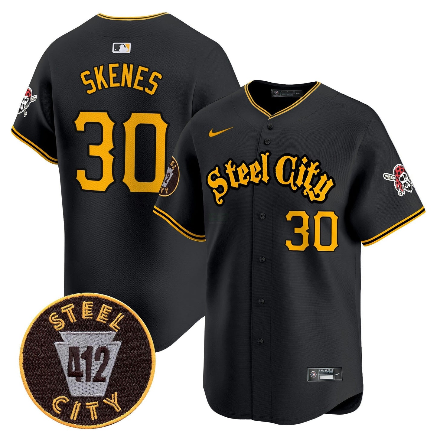 Camisa MLB Men’s Pittsburgh 412 Patch Vapor Premier Limited Jersey V5