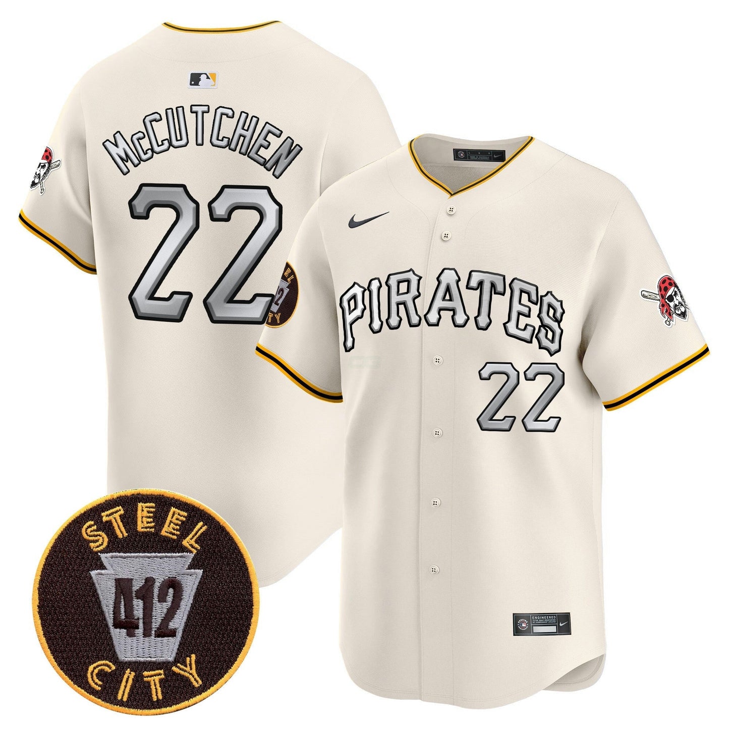 Camisa MLB Men’s Pittsburgh 412 Patch Vapor Premier Limited Jersey V6