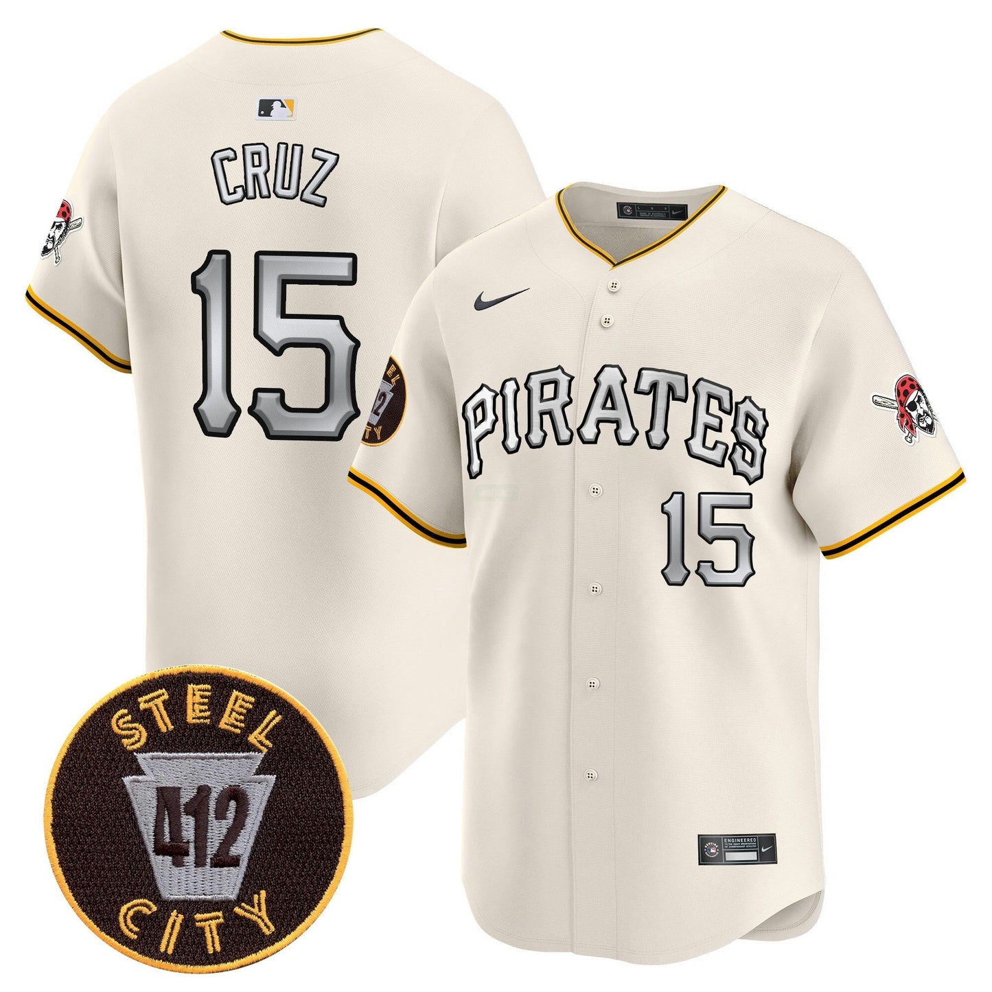 Camisa MLB Men’s Pittsburgh 412 Patch Vapor Premier Limited Jersey V6