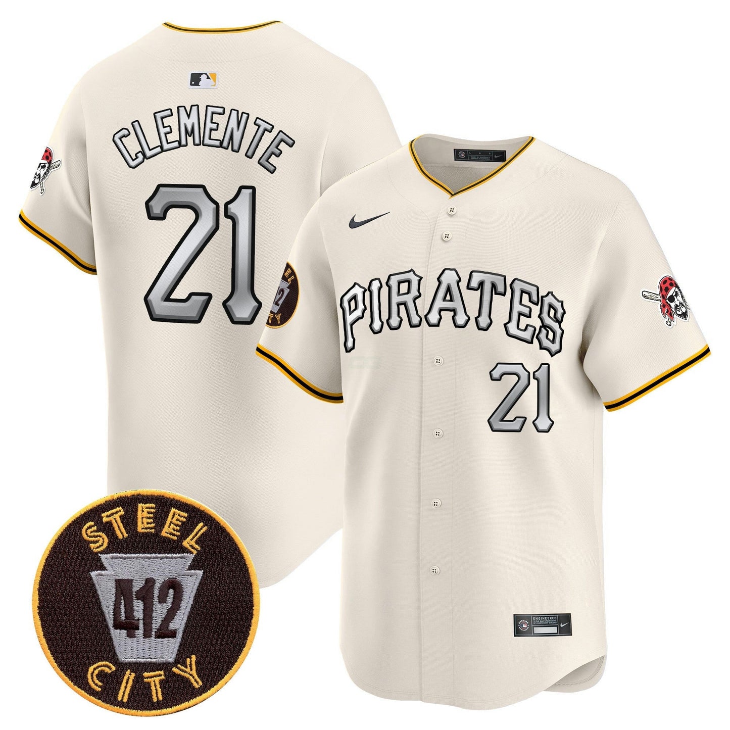 Camisa MLB Men’s Pittsburgh 412 Patch Vapor Premier Limited Jersey V6