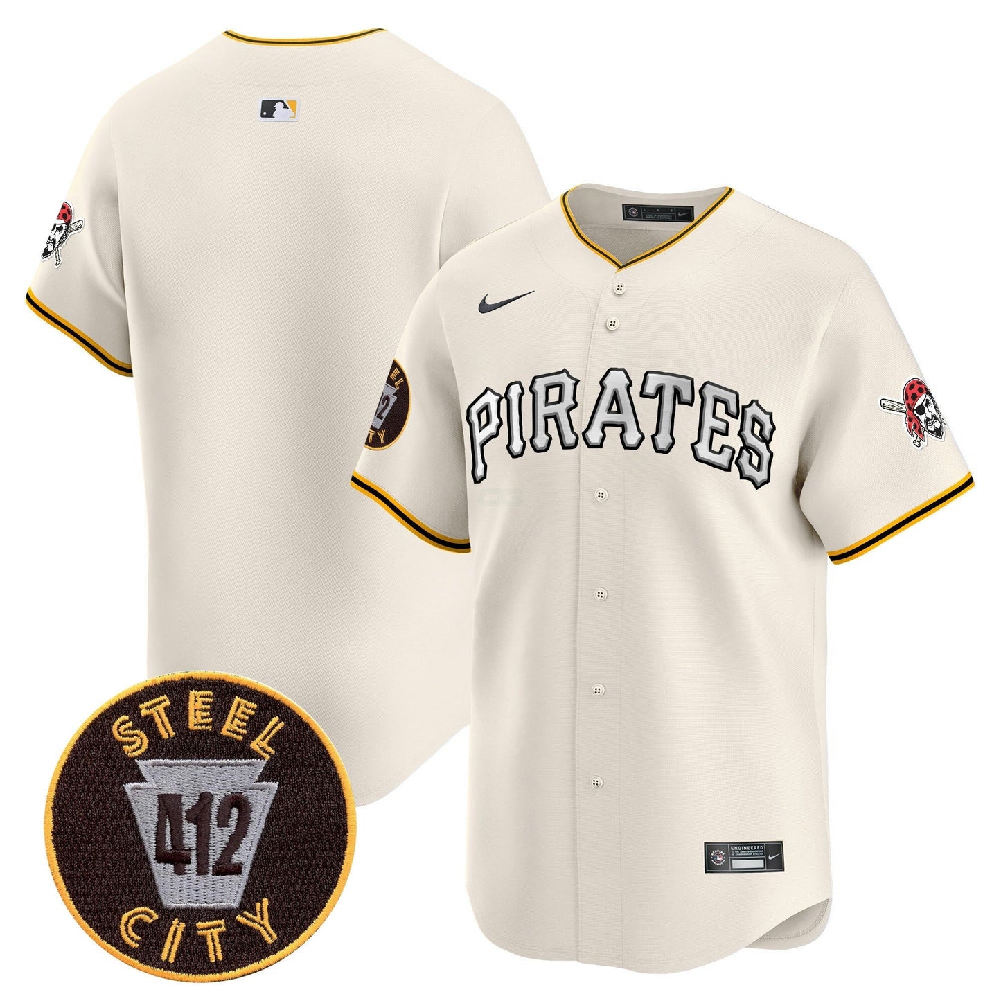 Camisa MLB Men’s Pittsburgh 412 Patch Vapor Premier Limited Jersey V6
