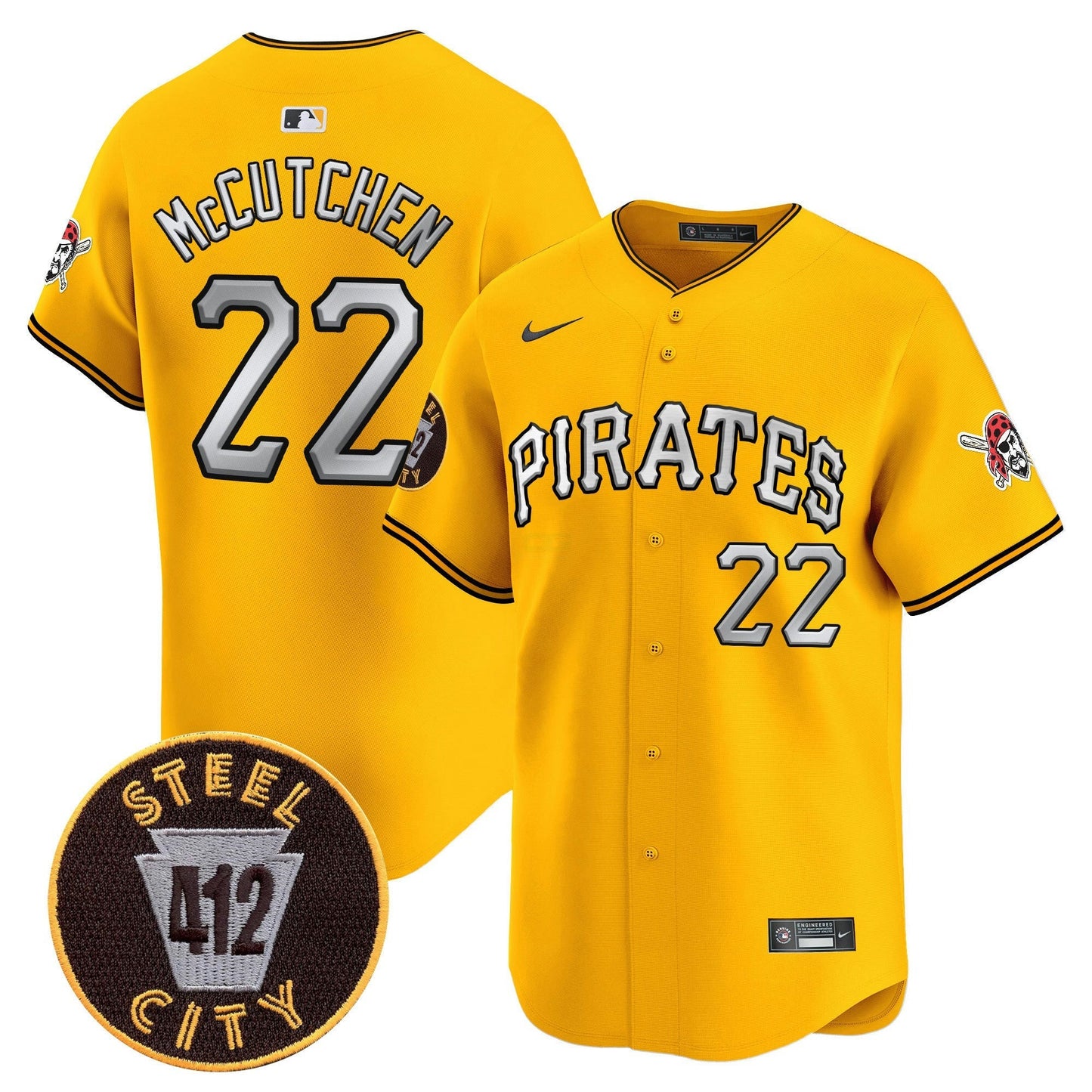 Camisa MLB Men’s Pittsburgh 412 Patch Vapor Premier Limited Jersey V6