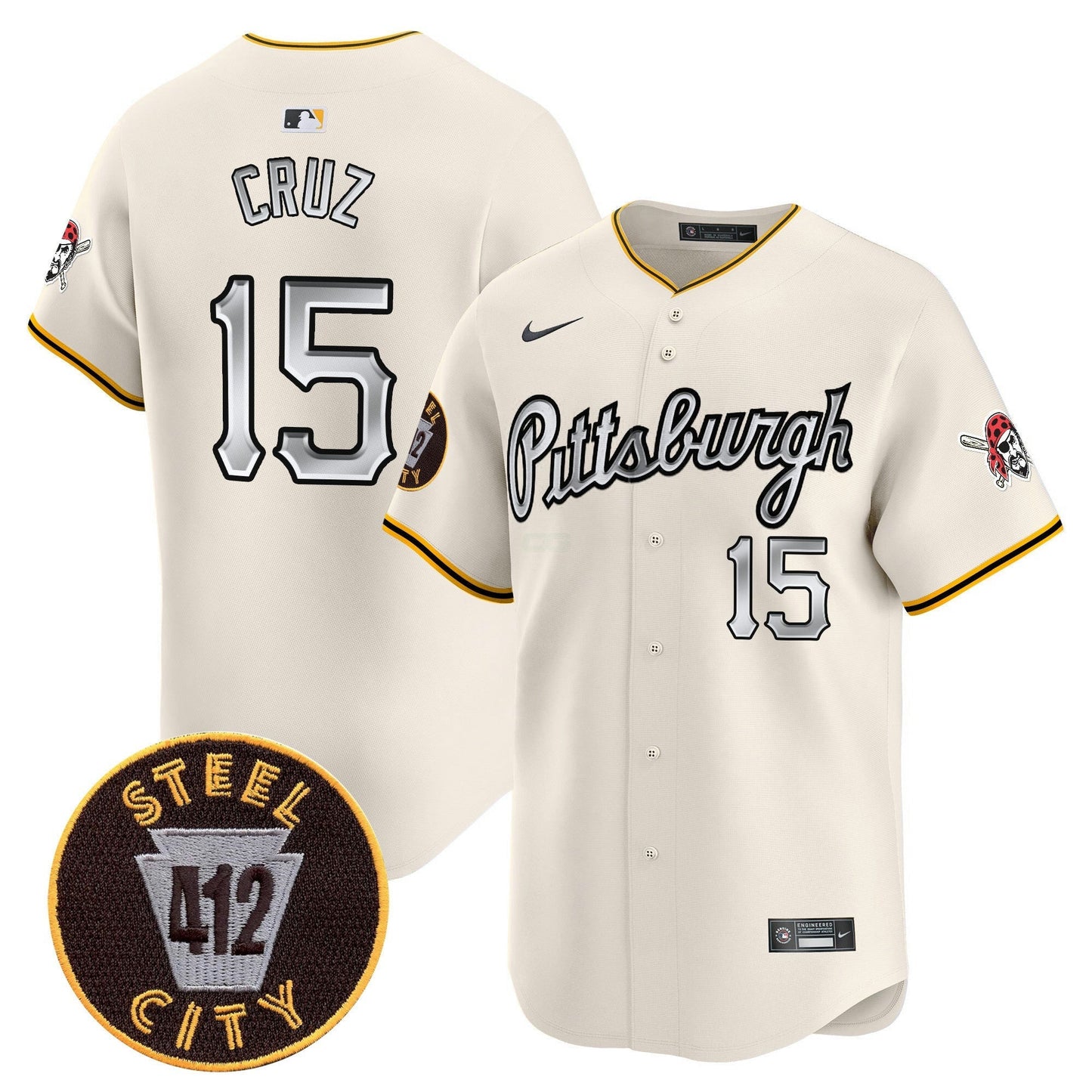 Camisa MLB Men’s Pittsburgh 412 Patch Vapor Premier Limited Jersey V7