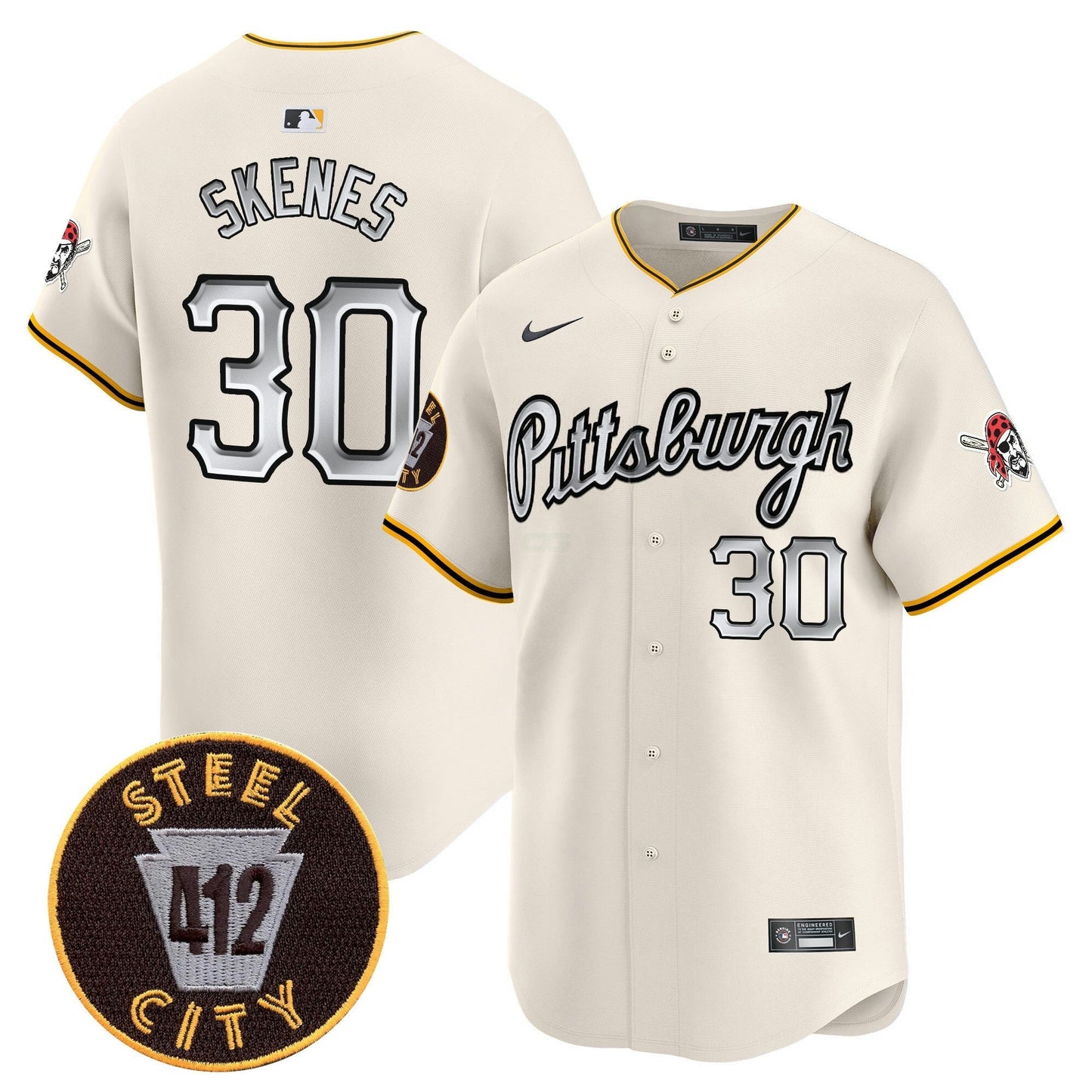 Camisa MLB Men’s Pittsburgh 412 Patch Vapor Premier Limited Jersey V7
