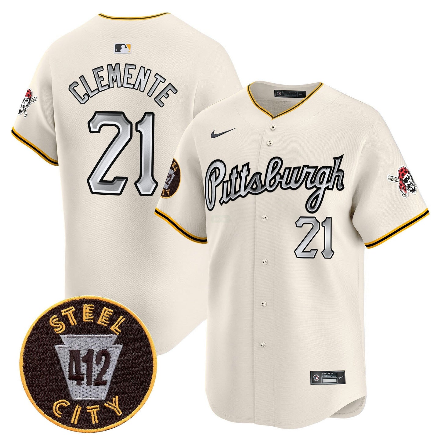 Camisa MLB Men’s Pittsburgh 412 Patch Vapor Premier Limited Jersey V7