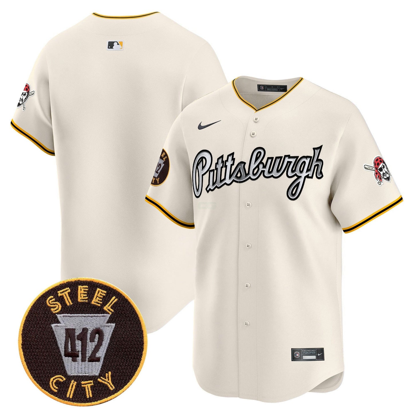 Camisa MLB Men’s Pittsburgh 412 Patch Vapor Premier Limited Jersey V7