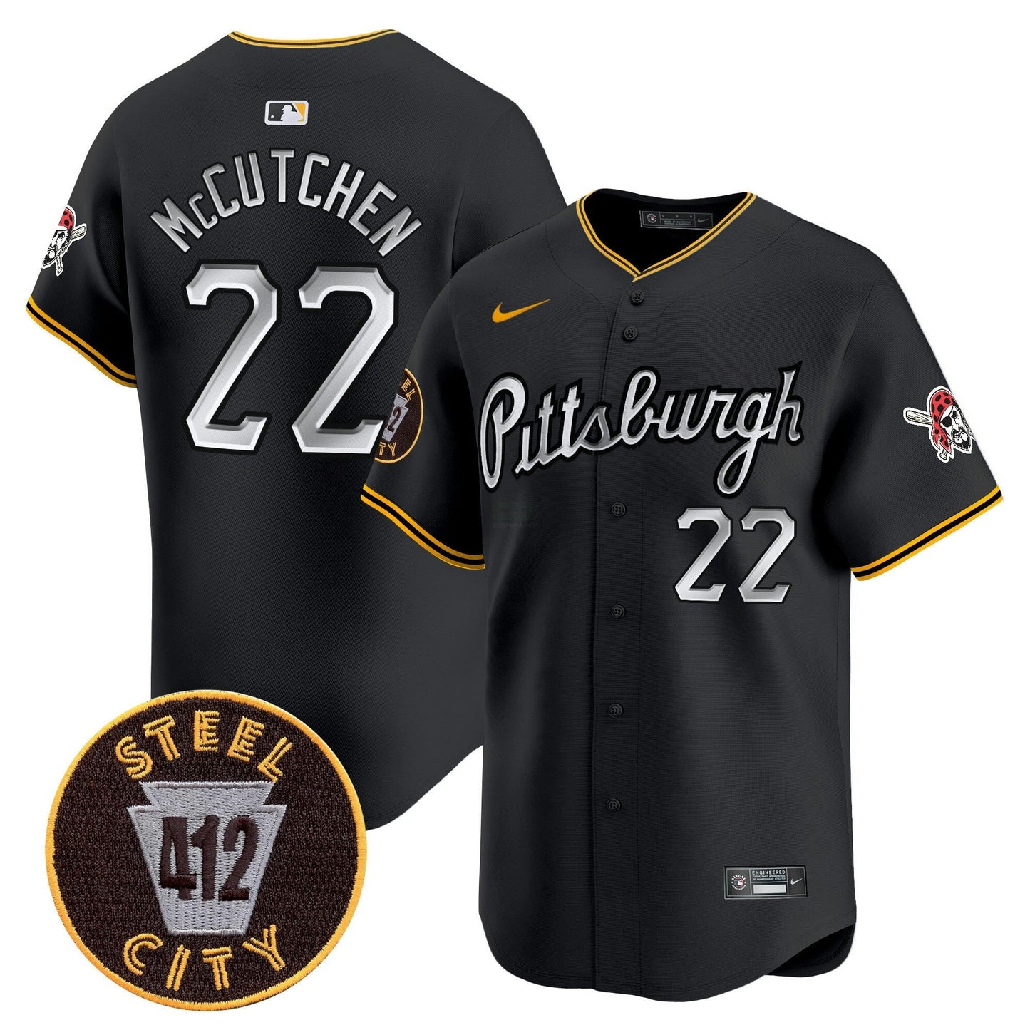 Camisa MLB Men’s Pittsburgh 412 Patch Vapor Premier Limited Jersey V7