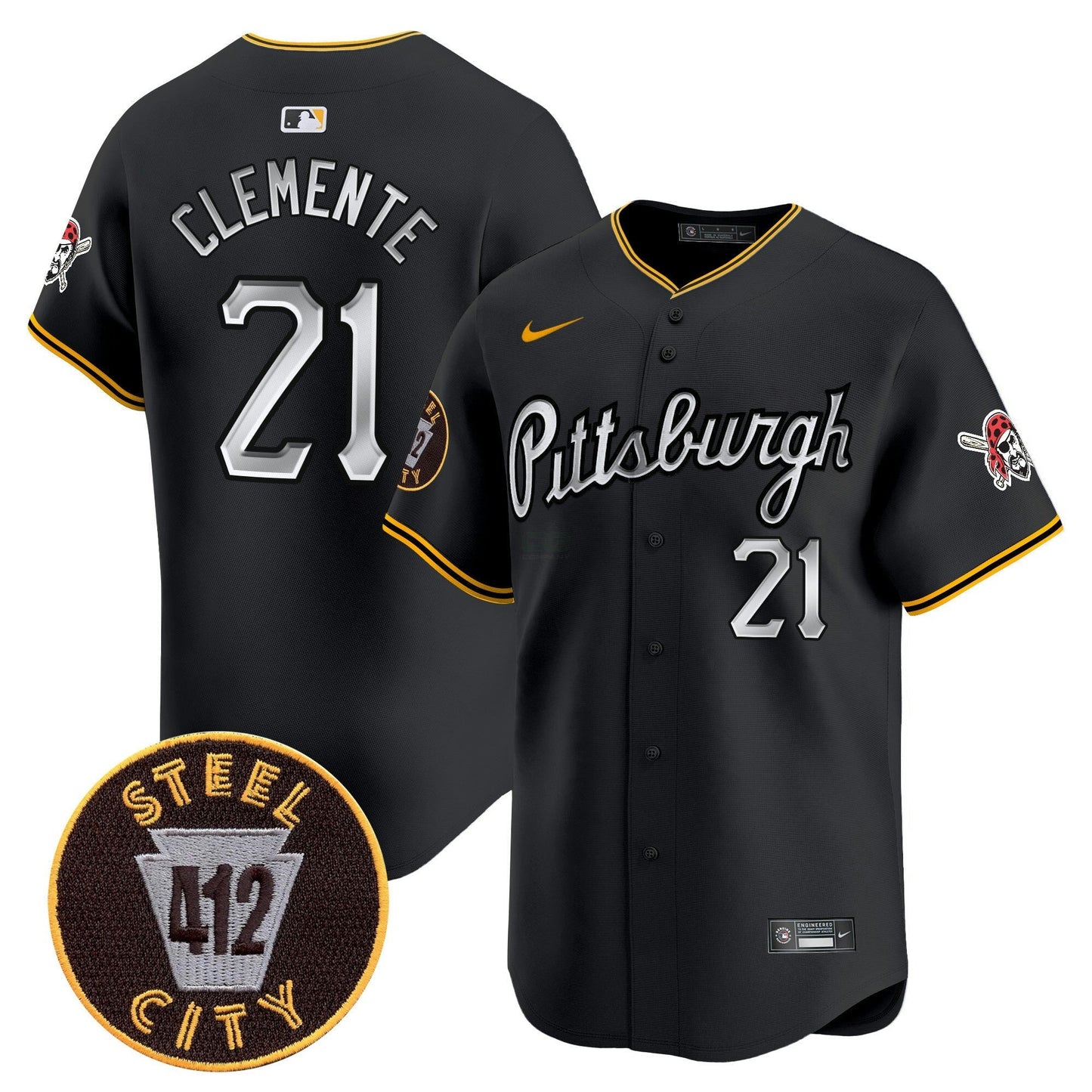 Camisa MLB Men’s Pittsburgh 412 Patch Vapor Premier Limited Jersey V7