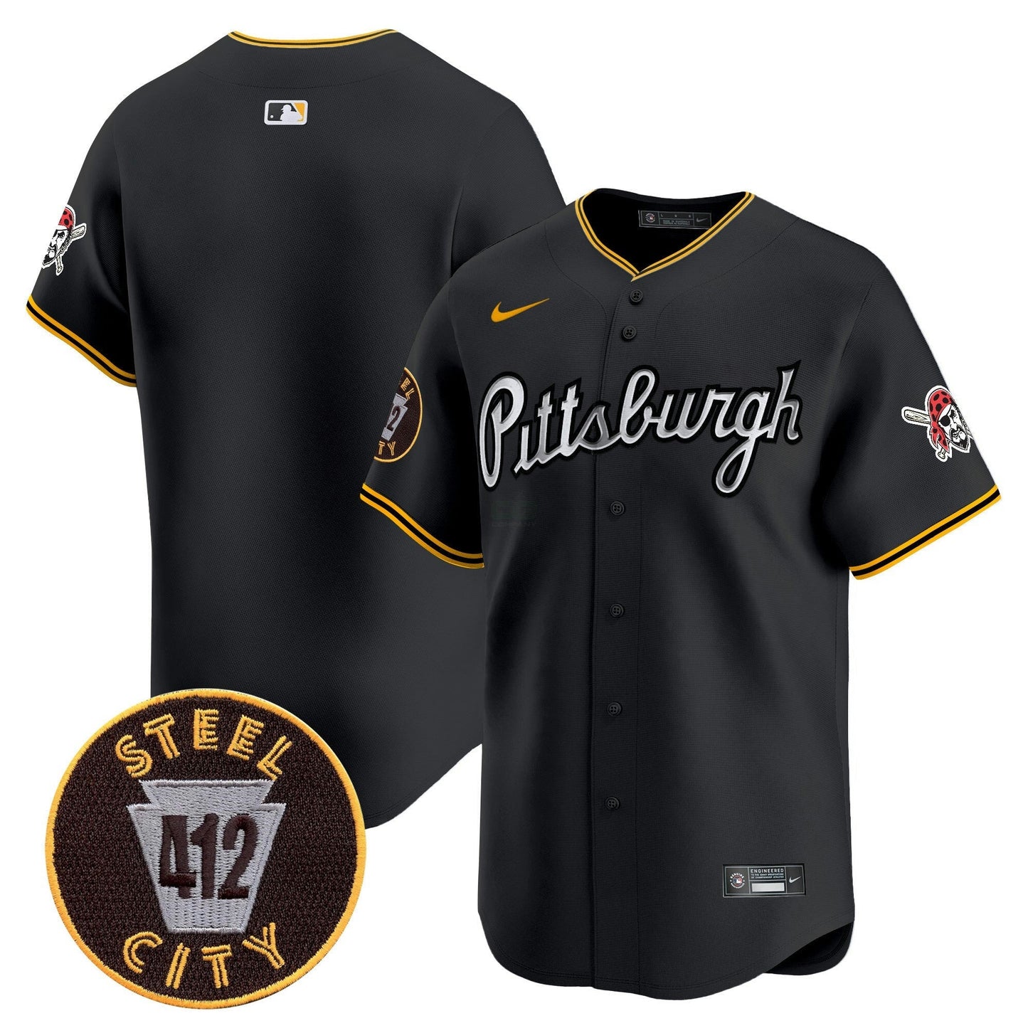 Camisa MLB Men’s Pittsburgh 412 Patch Vapor Premier Limited Jersey V7