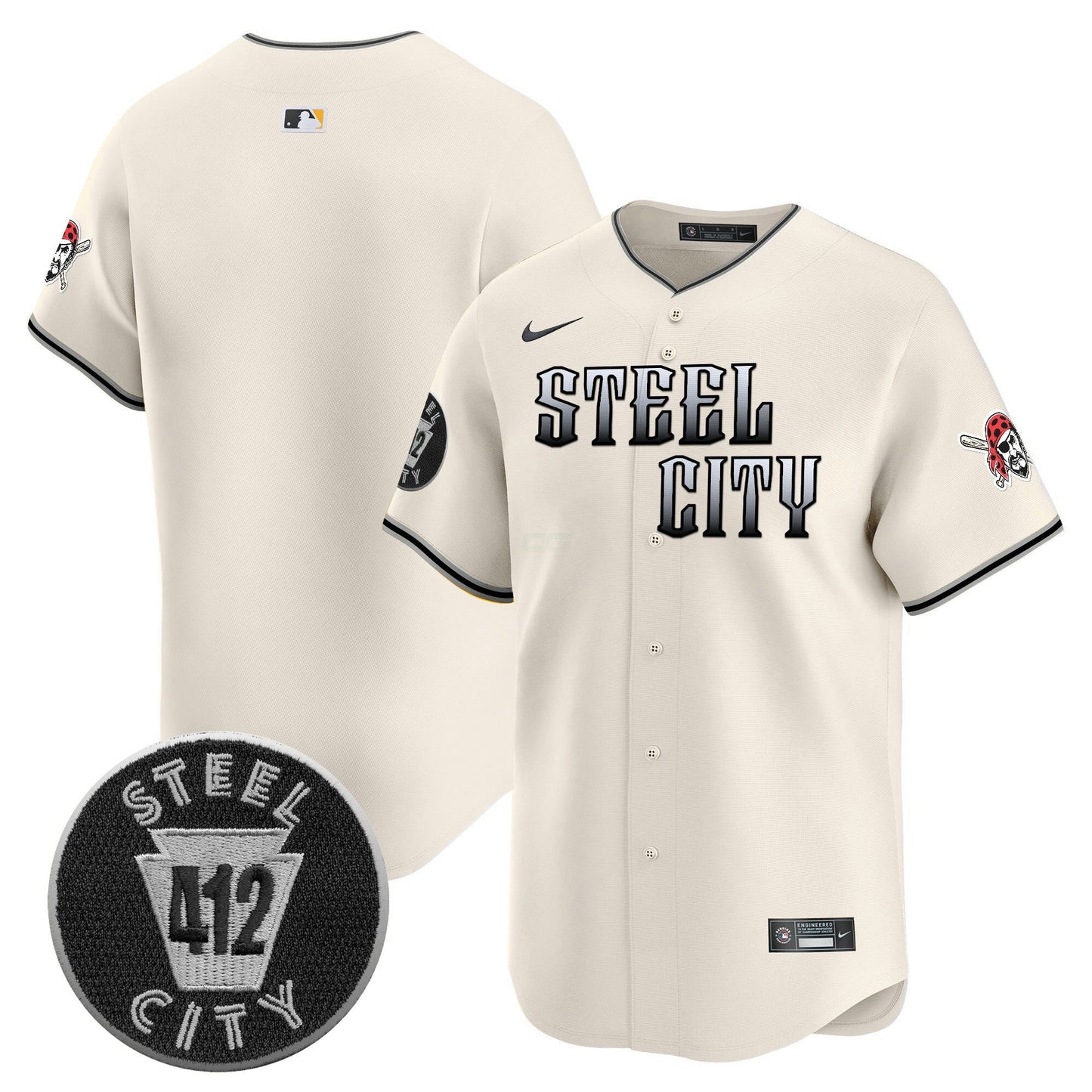 Camisa MLB Men’s Pittsburgh 412 Patch Vapor Premier Limited Jersey V8