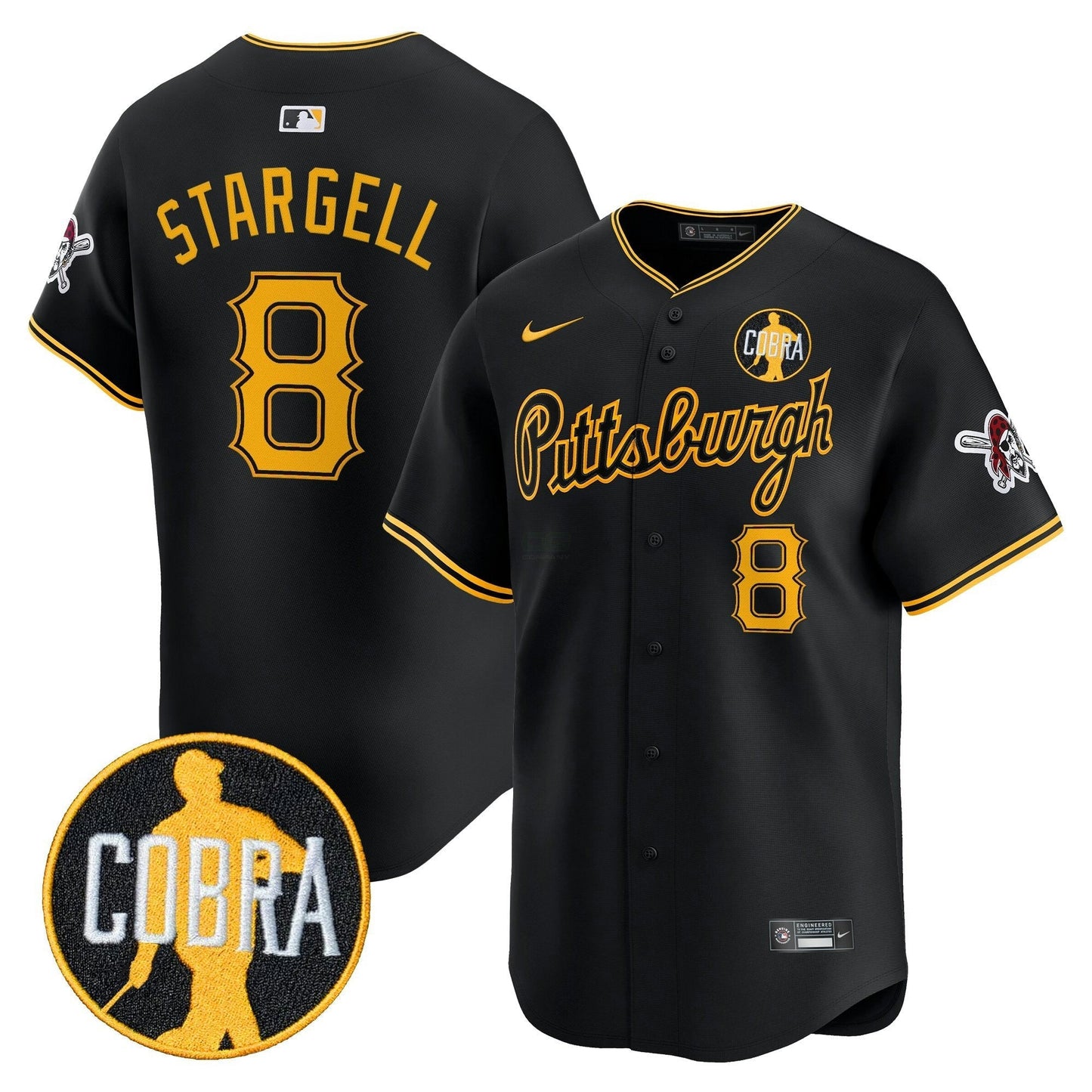 Camisa MLB Men’s Pittsburgh ‘Dave Parker Cobra Patch’ Vapor Premier Limited Jersey
