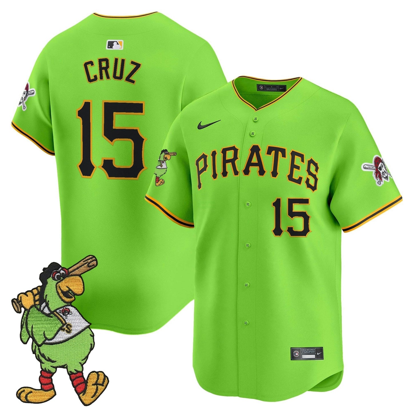 Camisa MLB Men’s Pittsburgh Pirate Parrot Patch Vapor Premier Limited Jersey