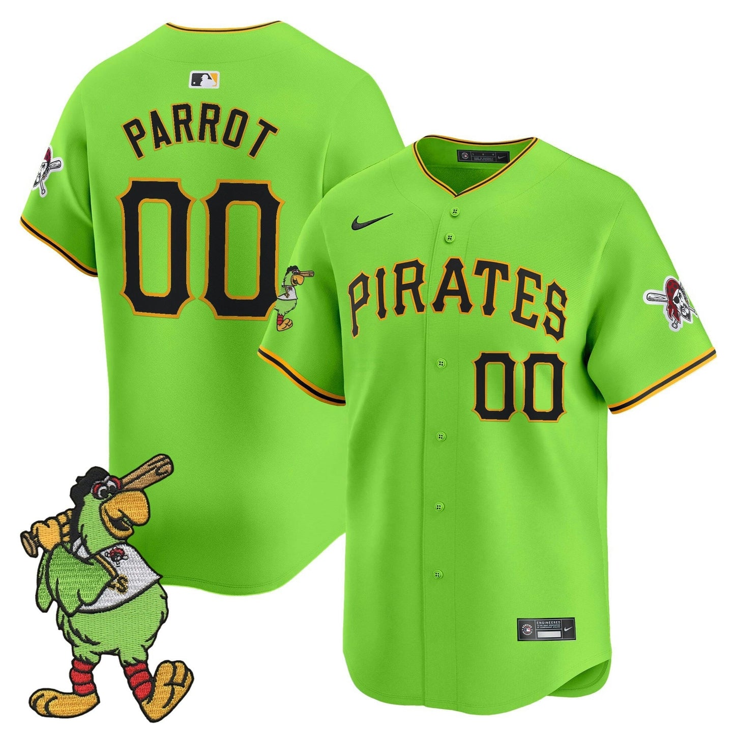 Camisa MLB Men’s Pittsburgh Pirate Parrot Patch Vapor Premier Limited Jersey