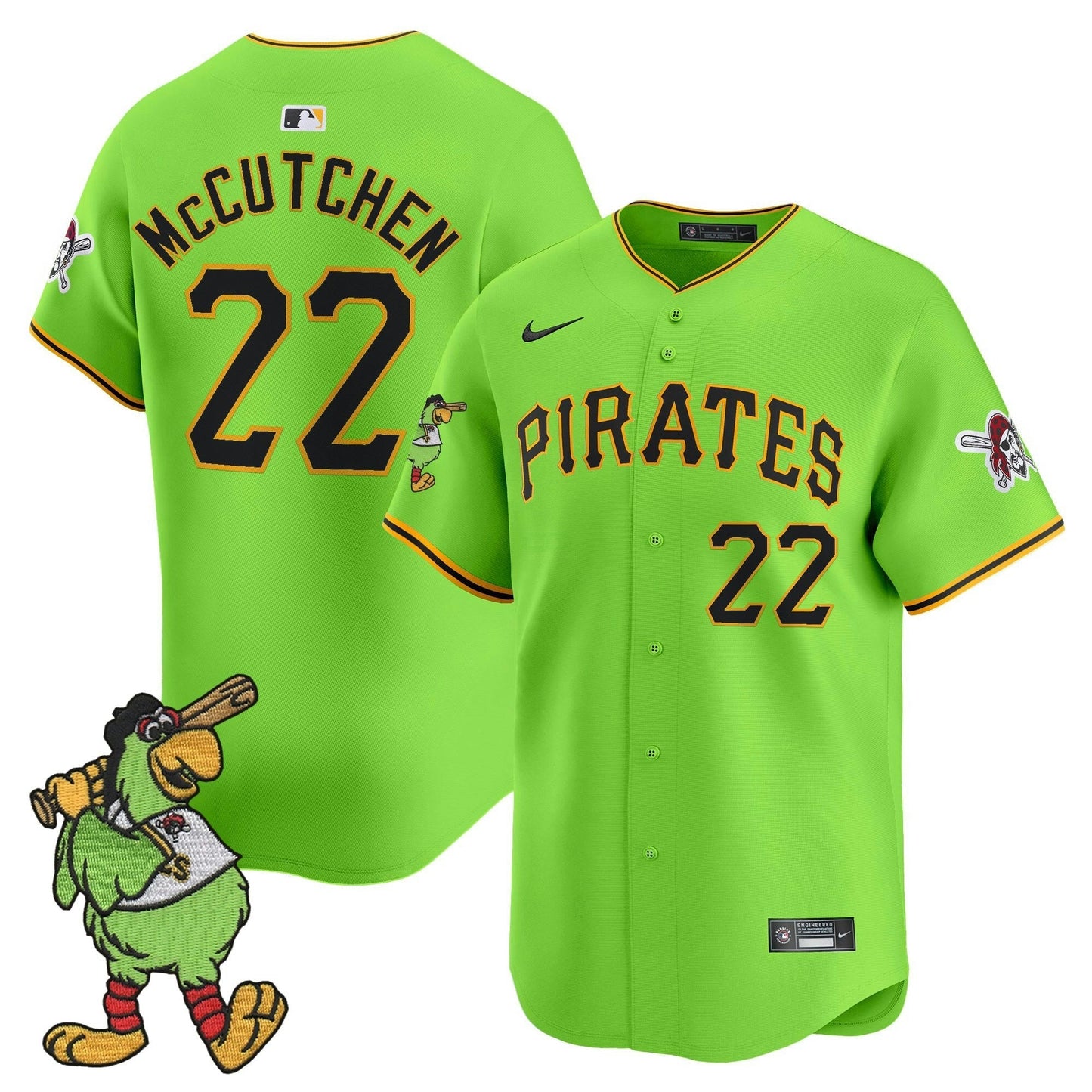 Camisa MLB Men’s Pittsburgh Pirate Parrot Patch Vapor Premier Limited Jersey
