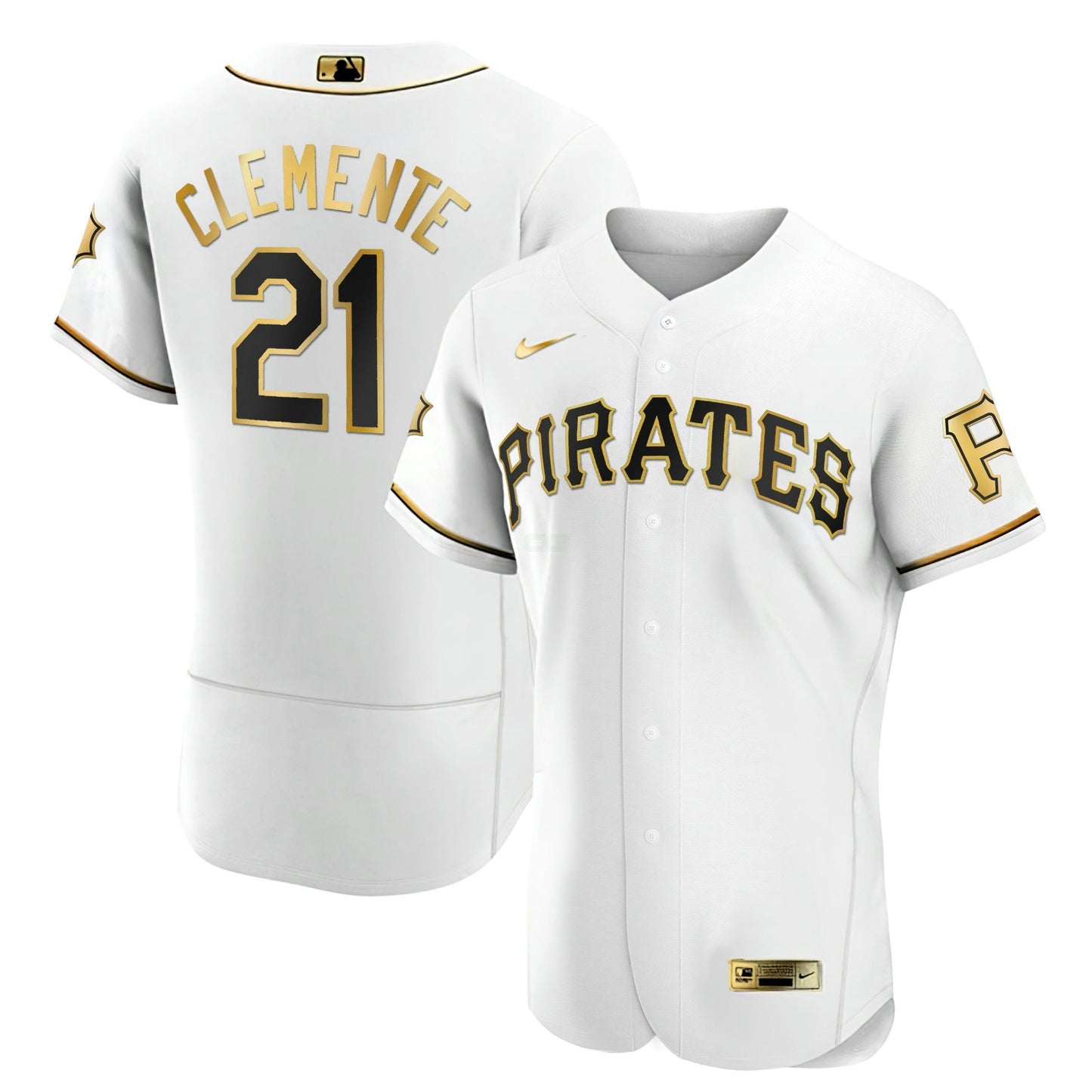 Camisa MLB Men’s Roberto Clemente Pirates Branca Dourada & Preta Dourada Jersey