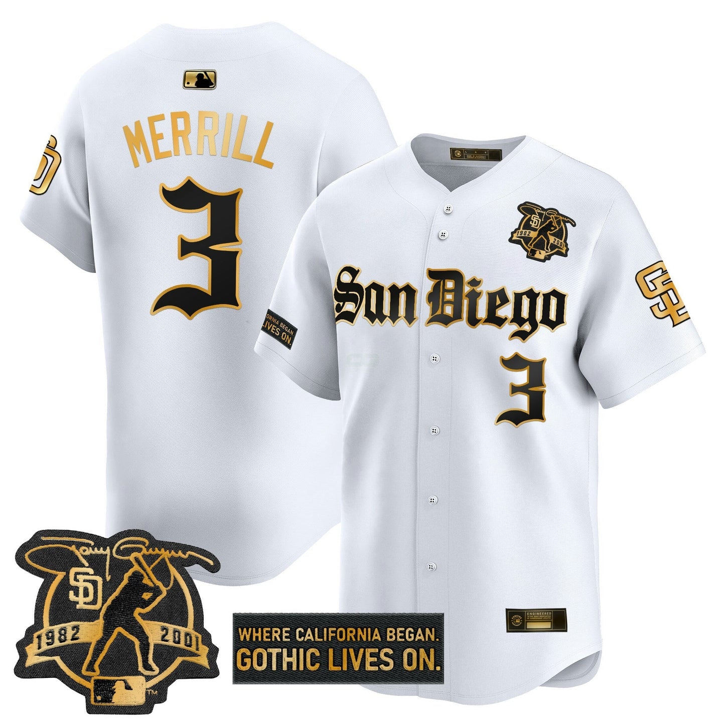 Camisa MLB Men’s San Diego ‘Gothic Edition’ Dourada Vapor Premier Limited Jersey