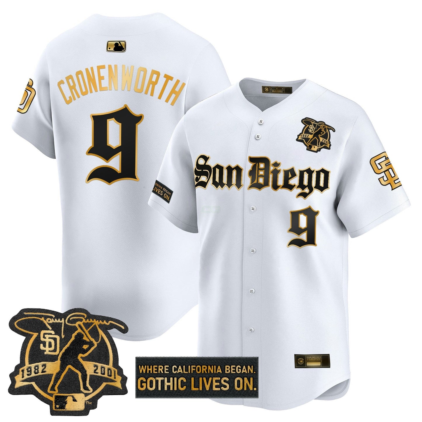 Camisa MLB Men’s San Diego ‘Gothic Edition’ Dourada Vapor Premier Limited Jersey