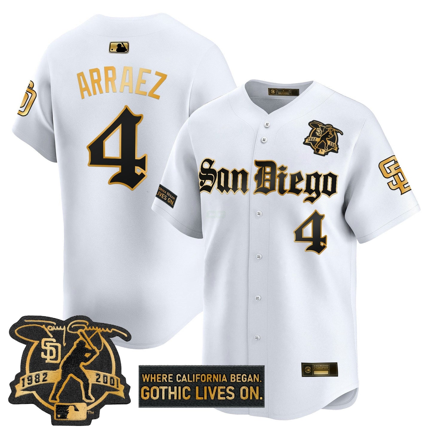 Camisa MLB Men’s San Diego ‘Gothic Edition’ Dourada Vapor Premier Limited Jersey