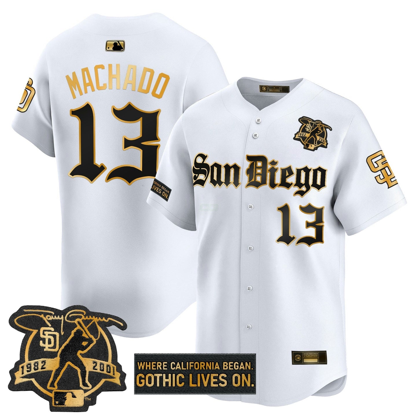 Camisa MLB Men’s San Diego ‘Gothic Edition’ Dourada Vapor Premier Limited Jersey